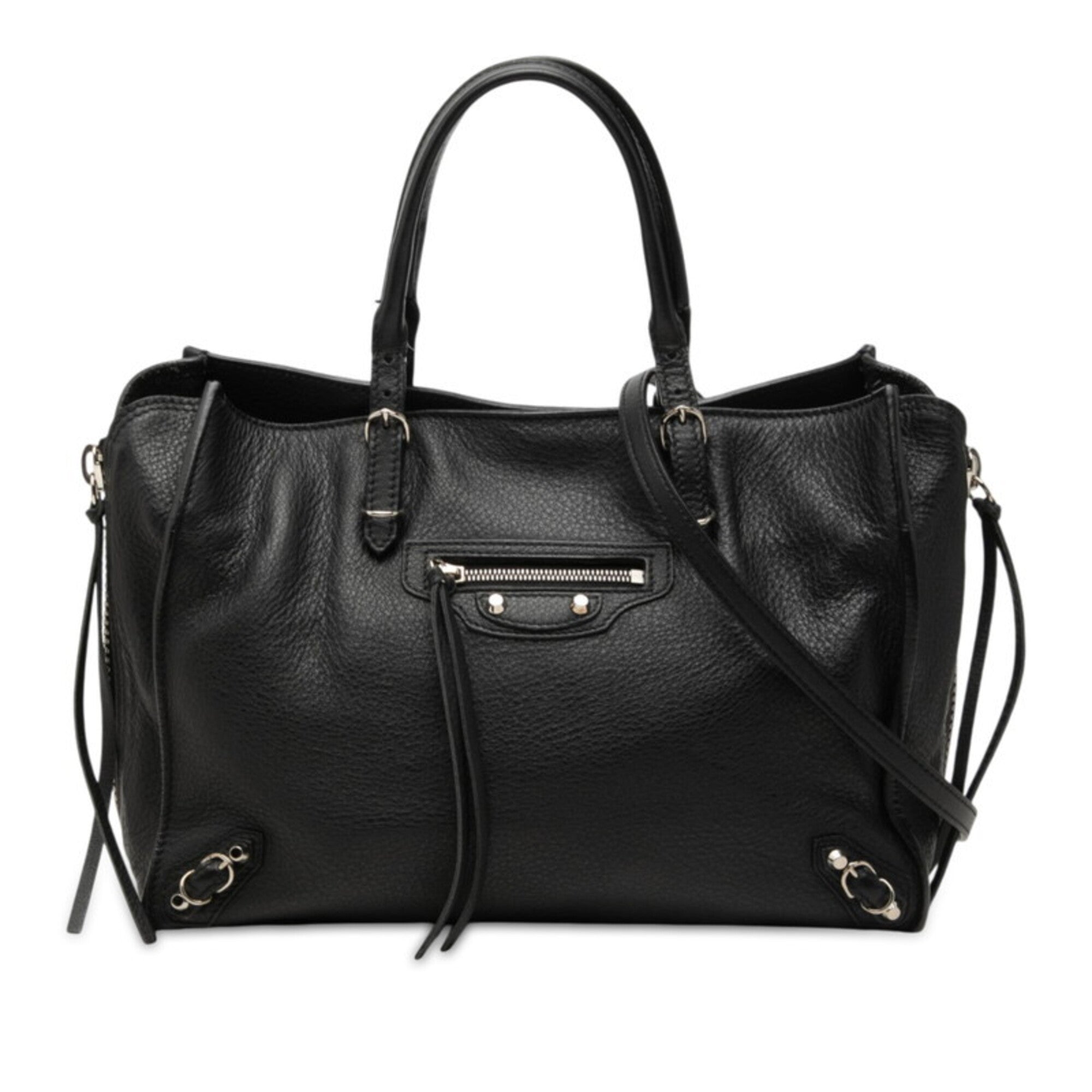 Balenciaga Black Leather Handbag Shoulder Bag (Pre-Owned)