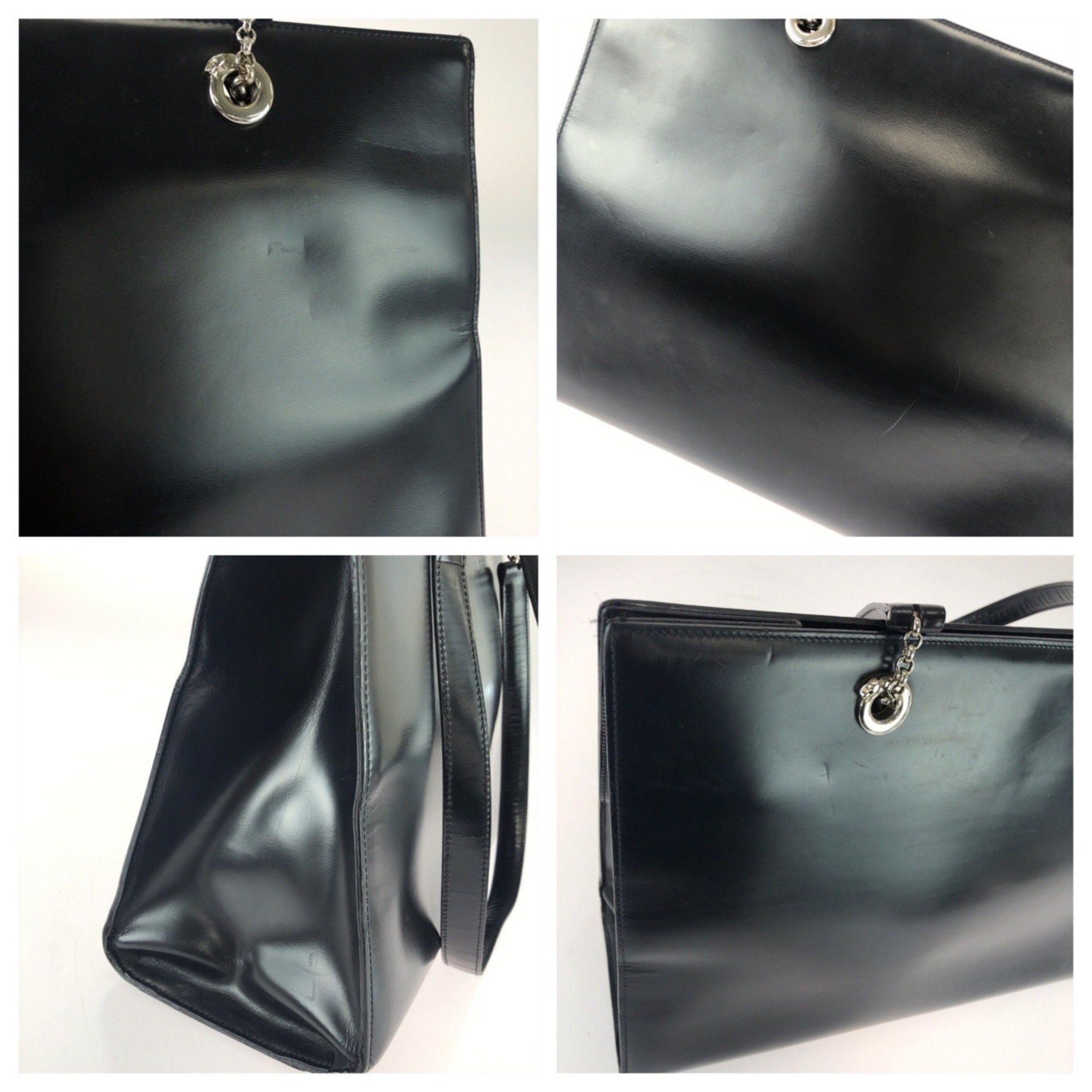 Cartier Black Leather Shoulder Bag Tote Bag (Pre-Owned)