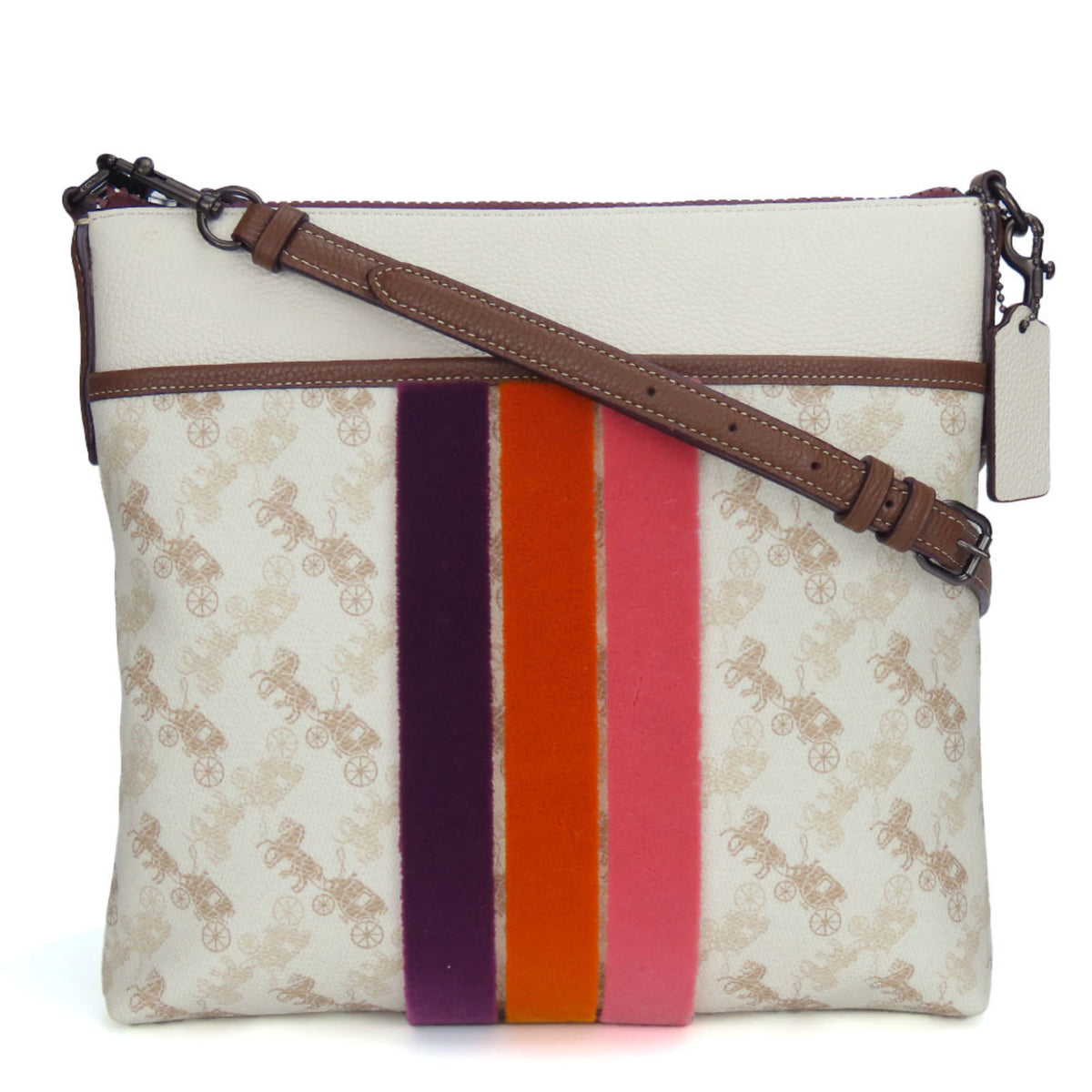 Coach Brown White Pvc Leather Shoulder Bag (Pre-Owned)