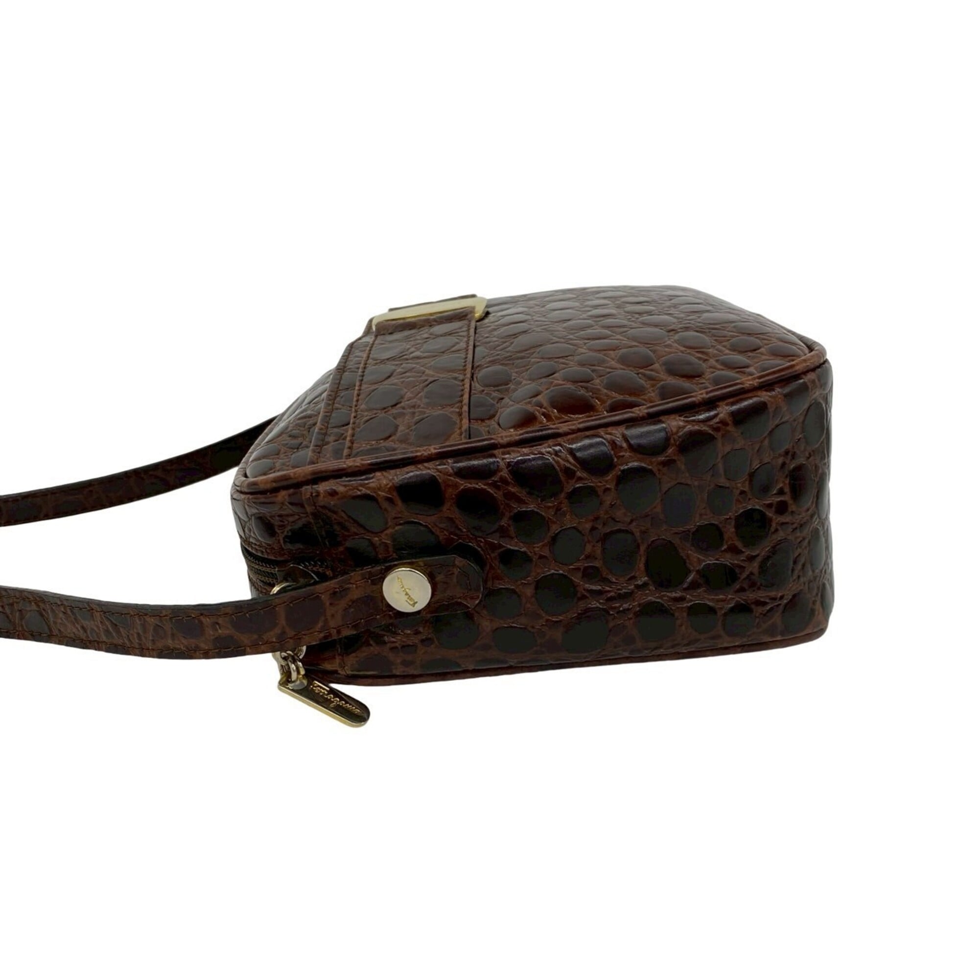 Salvatore Ferragamo Brown Leather Pochette Shoulder Bag (Pre-Owned)