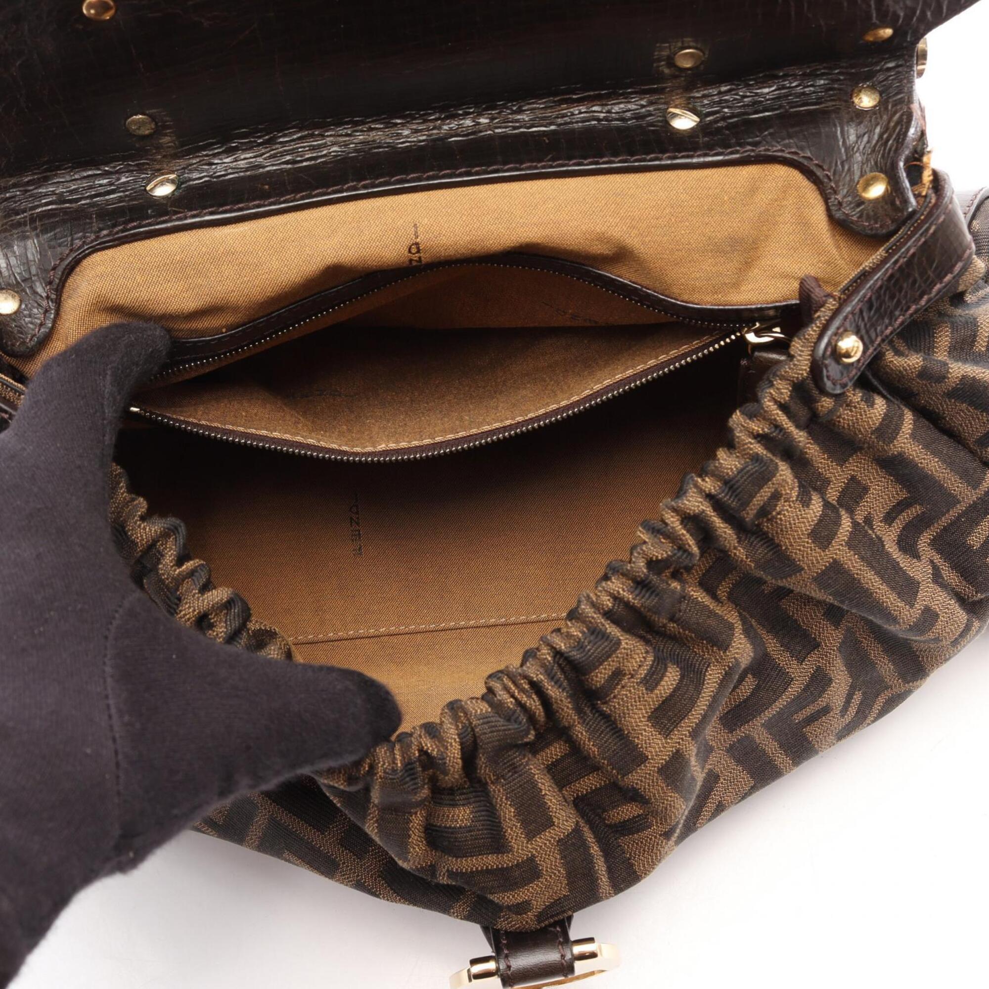 Fendi Brown Canvas Leather Handbag (Pre-Owned)