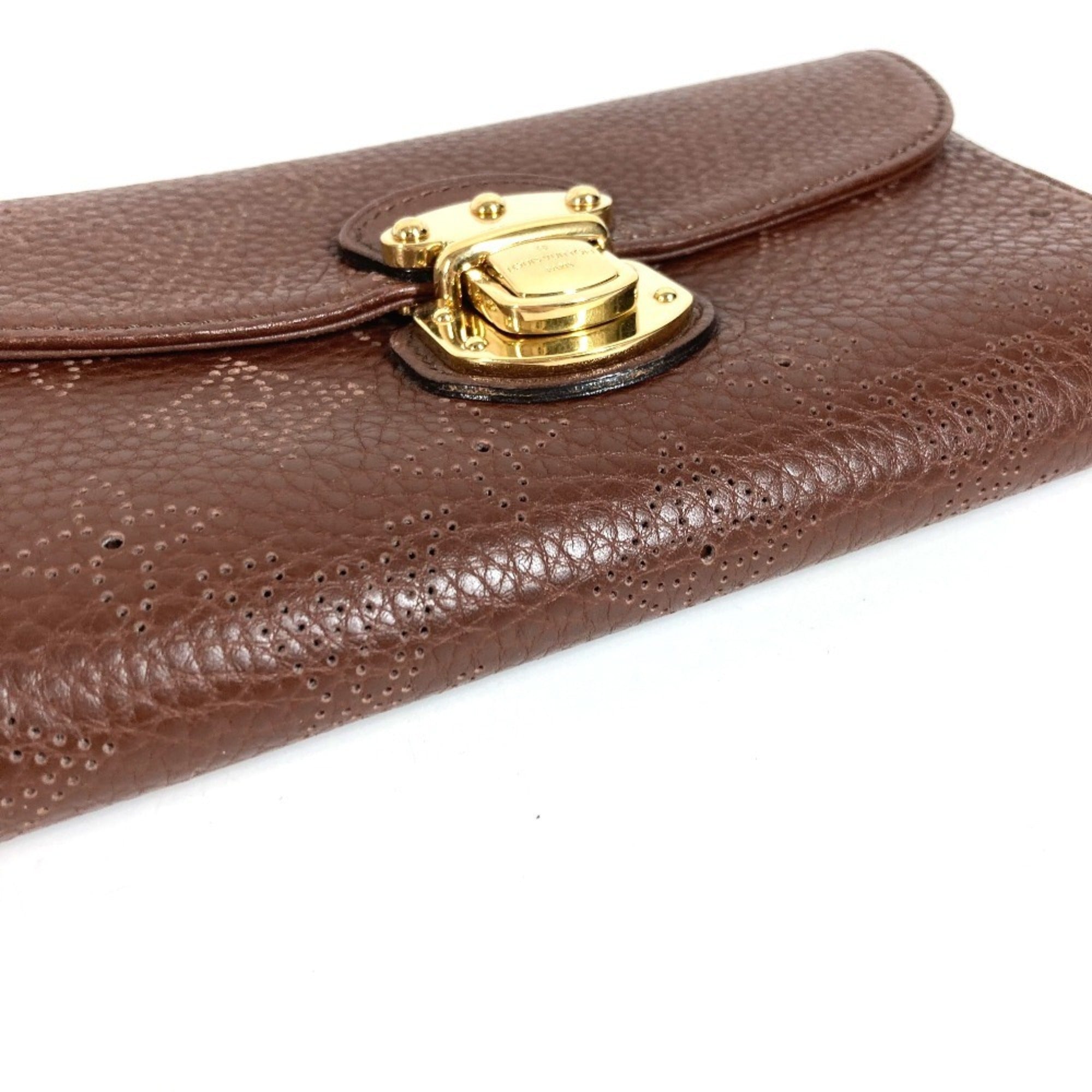 Louis Vuitton Brown Mahina Leather Long Wallet (Tri-Fold) (Pre-Owned)