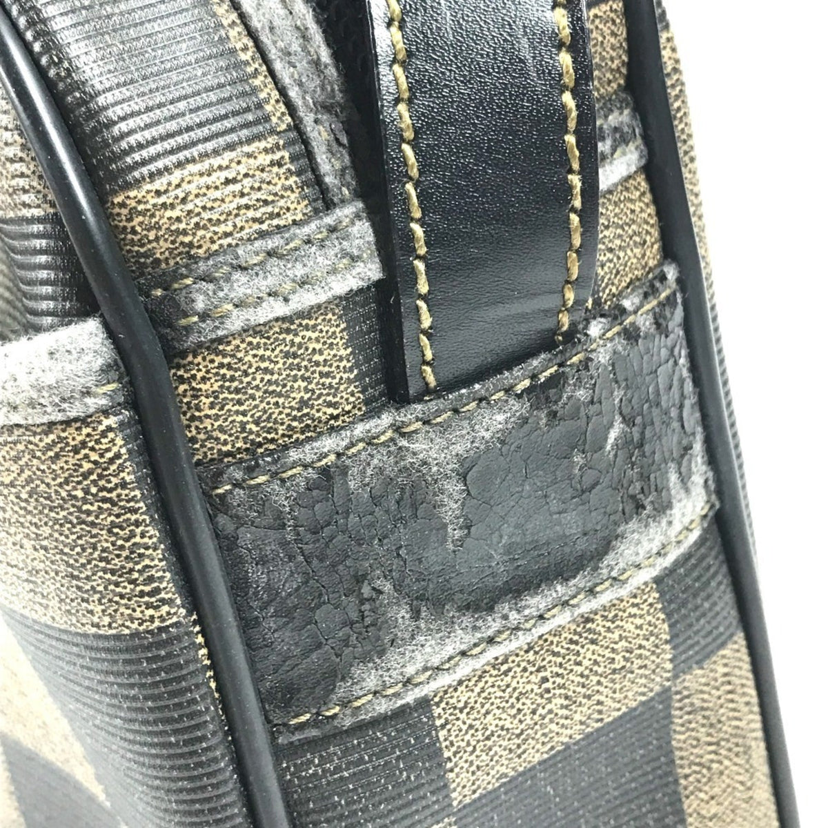 Fendi Pequin Black Khaki Pvc Leather Shoulder Bag (Pre-Owned)