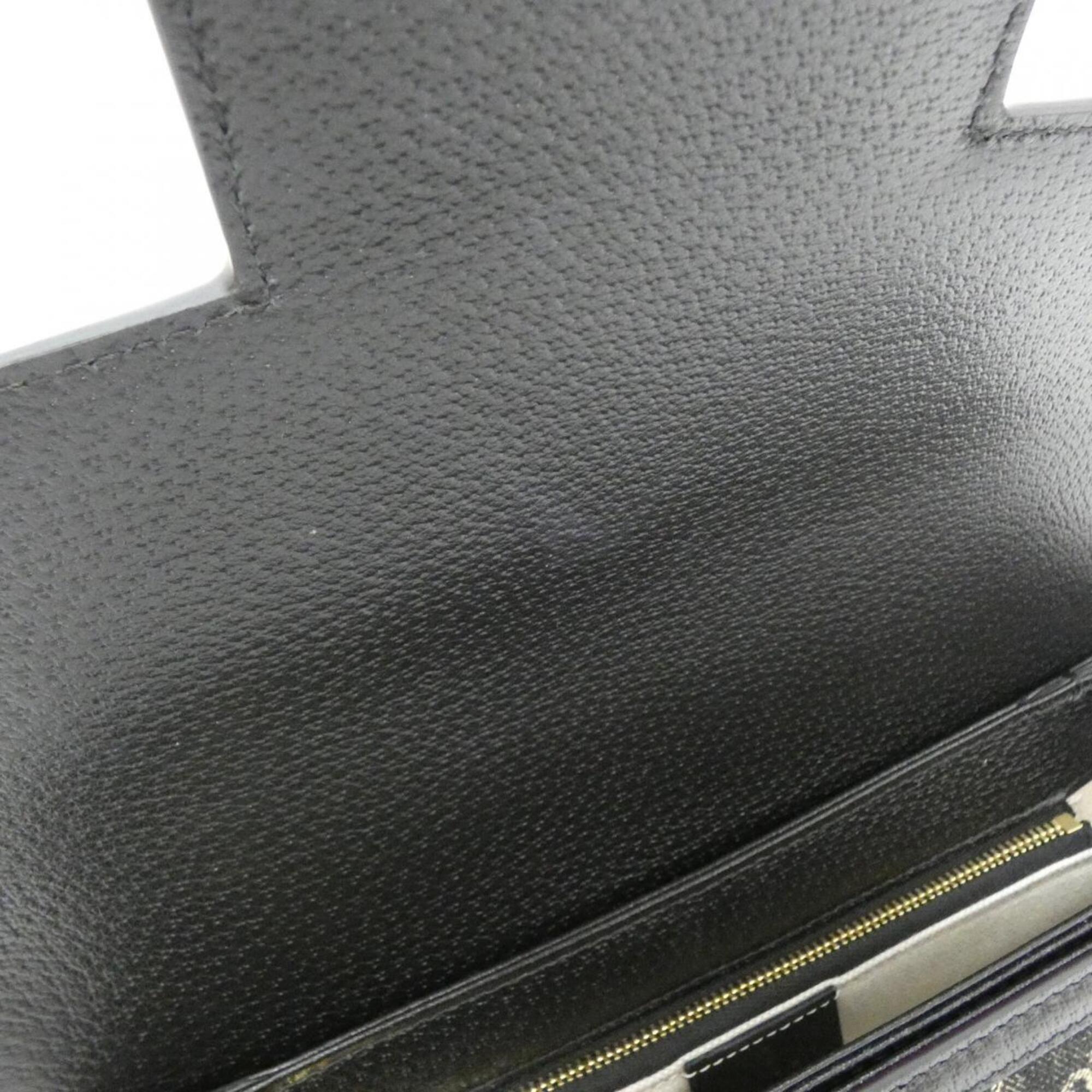 Gucci Horsebit Black Ivory Jacquard Leather Shoulder Bag (Pre-Owned)