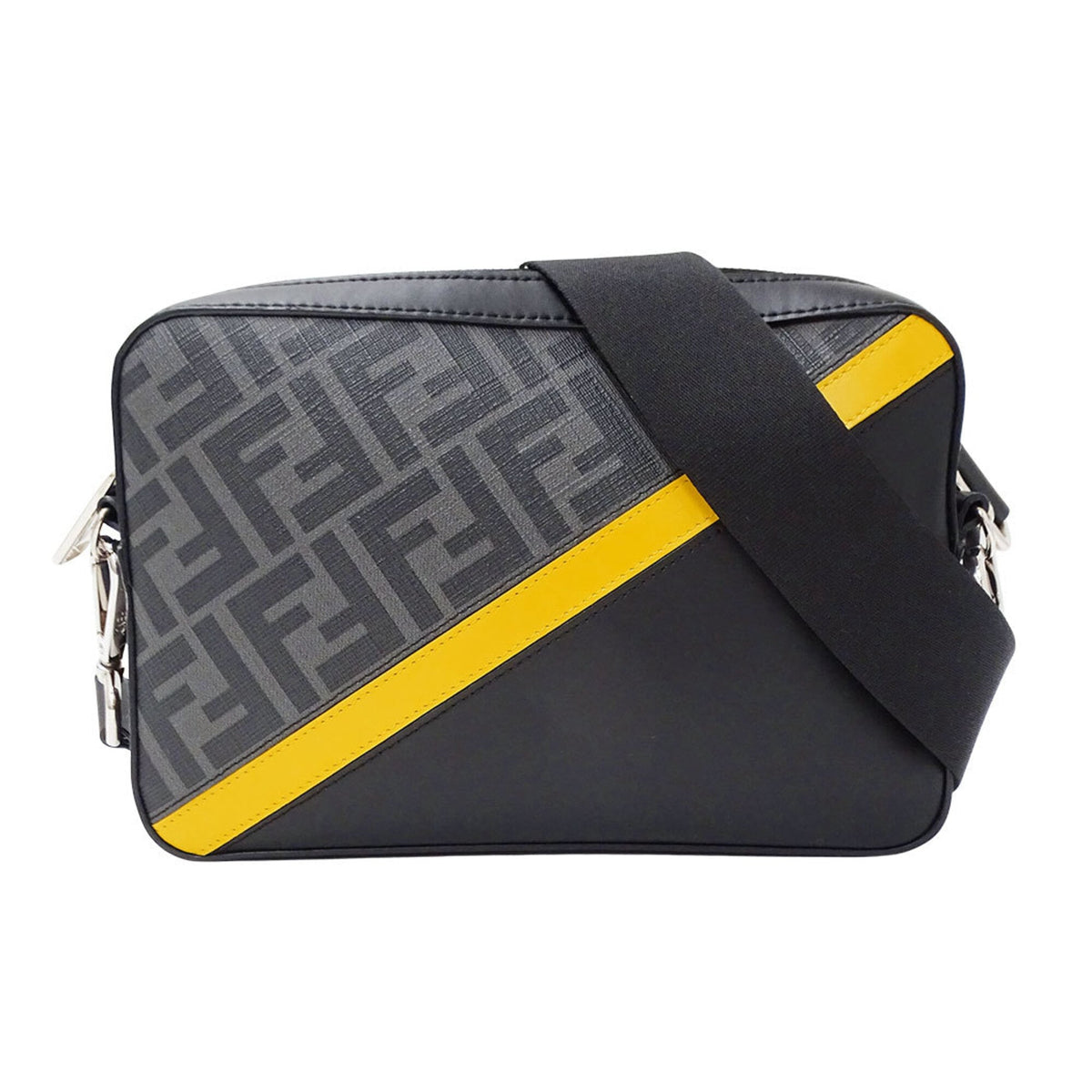 Fendi Black Yellow Leather Pvc Messenger Bag Shoulder Bag (Pre-Owned)