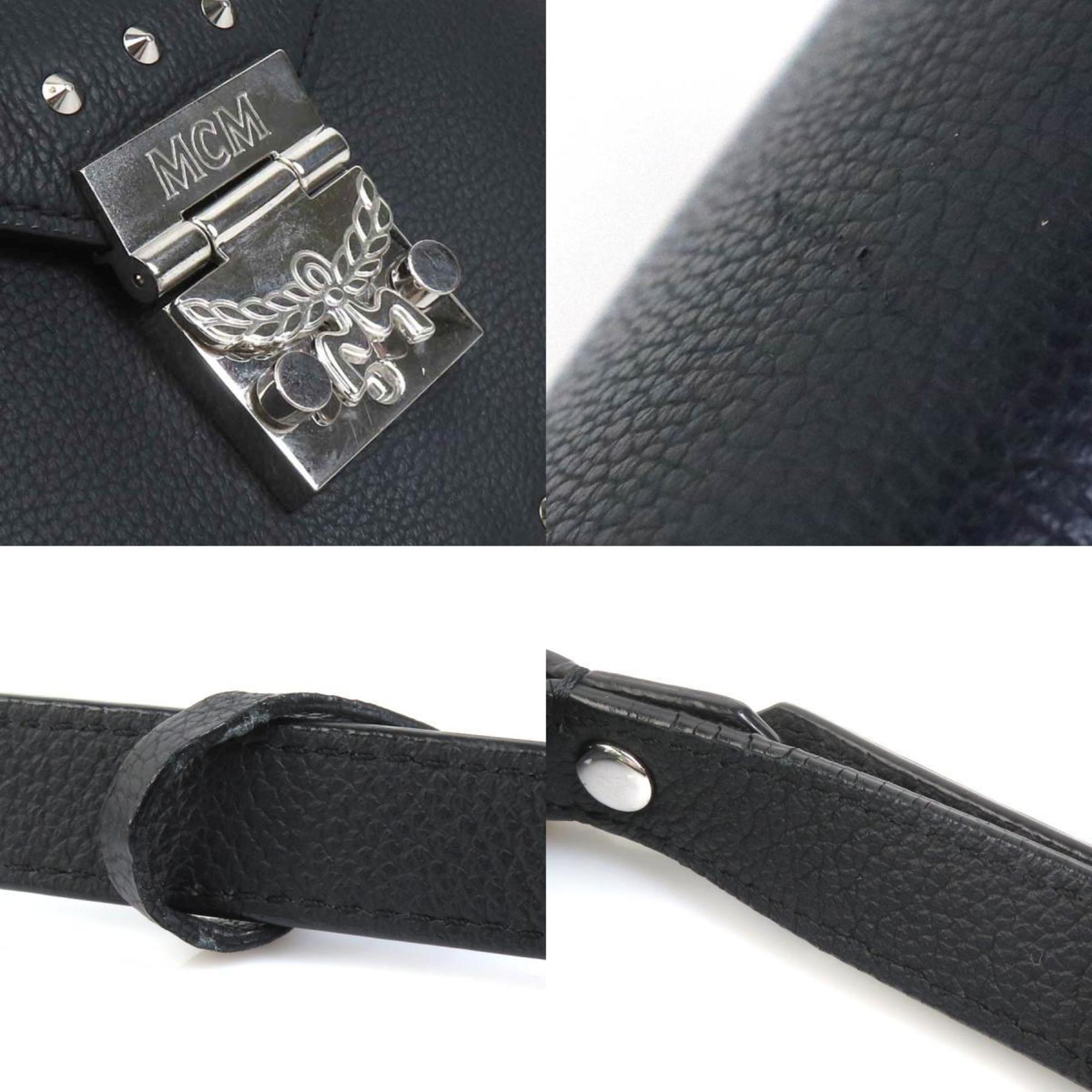 Mcm Black Leather Shoulder Bag (Pre-Owned)