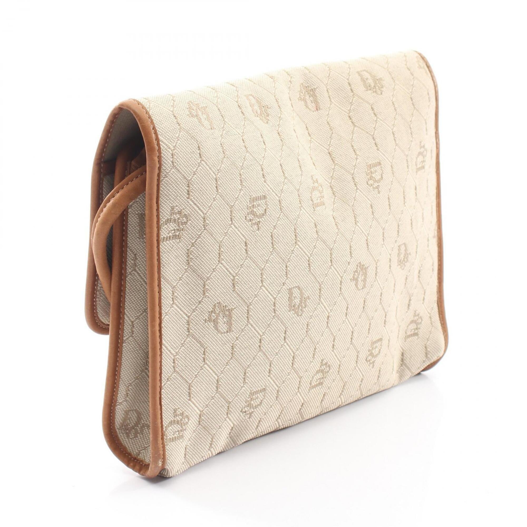 Christian Dior Beige Brown Coated Canvas Leather Handbag Shoulder Bag (Pre-Owned)