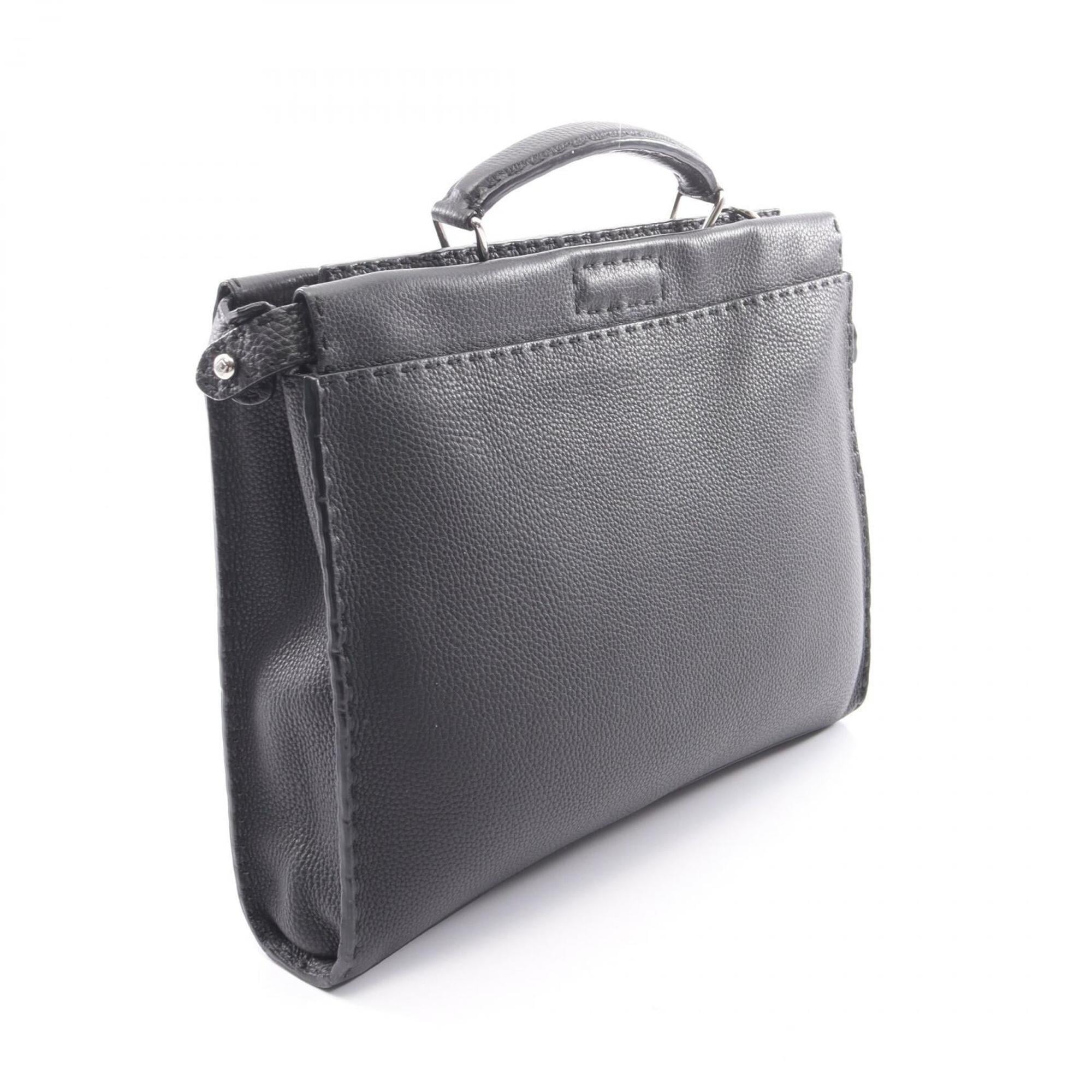 Fendi Peekaboo Black Leather Briefcase (Pre-Owned)