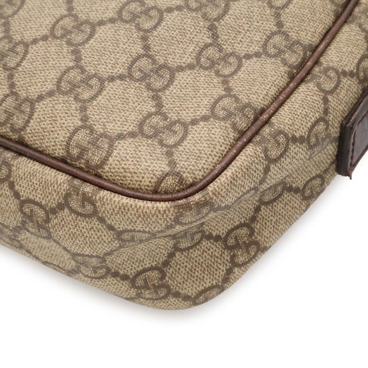 Gucci Gg Plus Beige Dark Brown Khaki Gg Supreme Canvas Pvc Coated Canvas Leather Pochette Shoulder Bag (Pre-Owned)