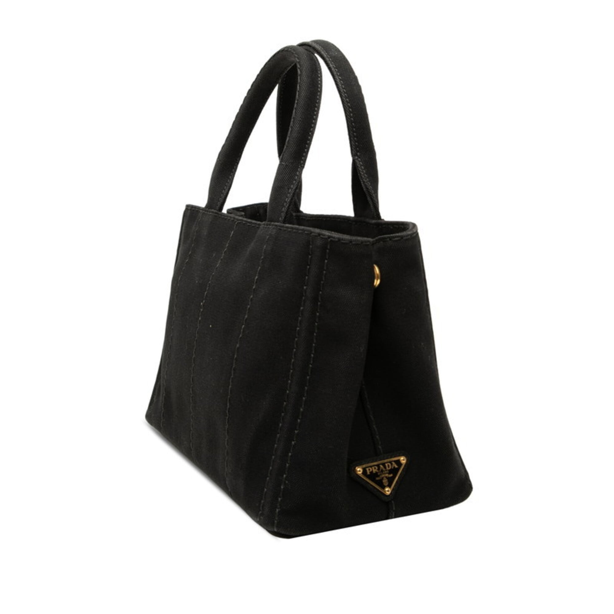 Prada Canapa Black Canvas Handbag Shoulder Bag (Pre-Owned)
