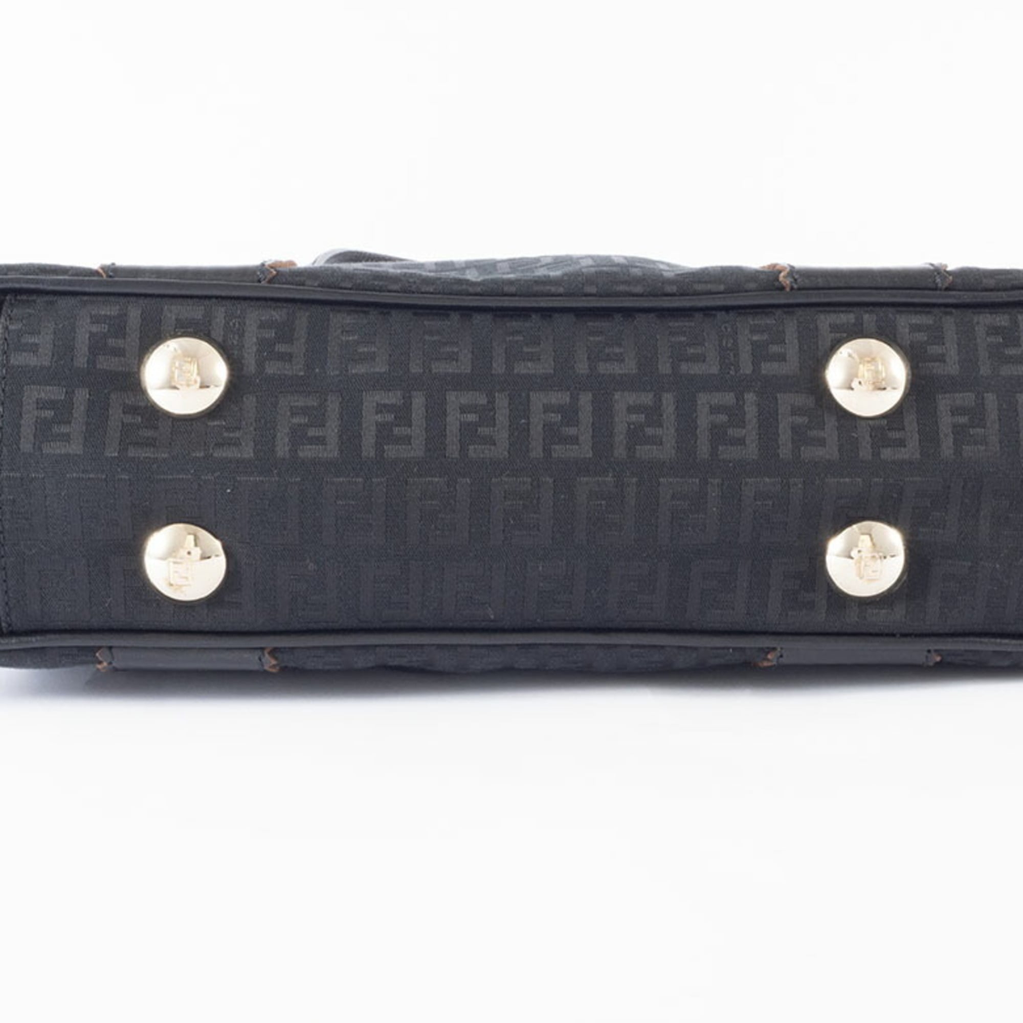 Fendi Zucca Black Canvas Leather Handbag (Pre-Owned)