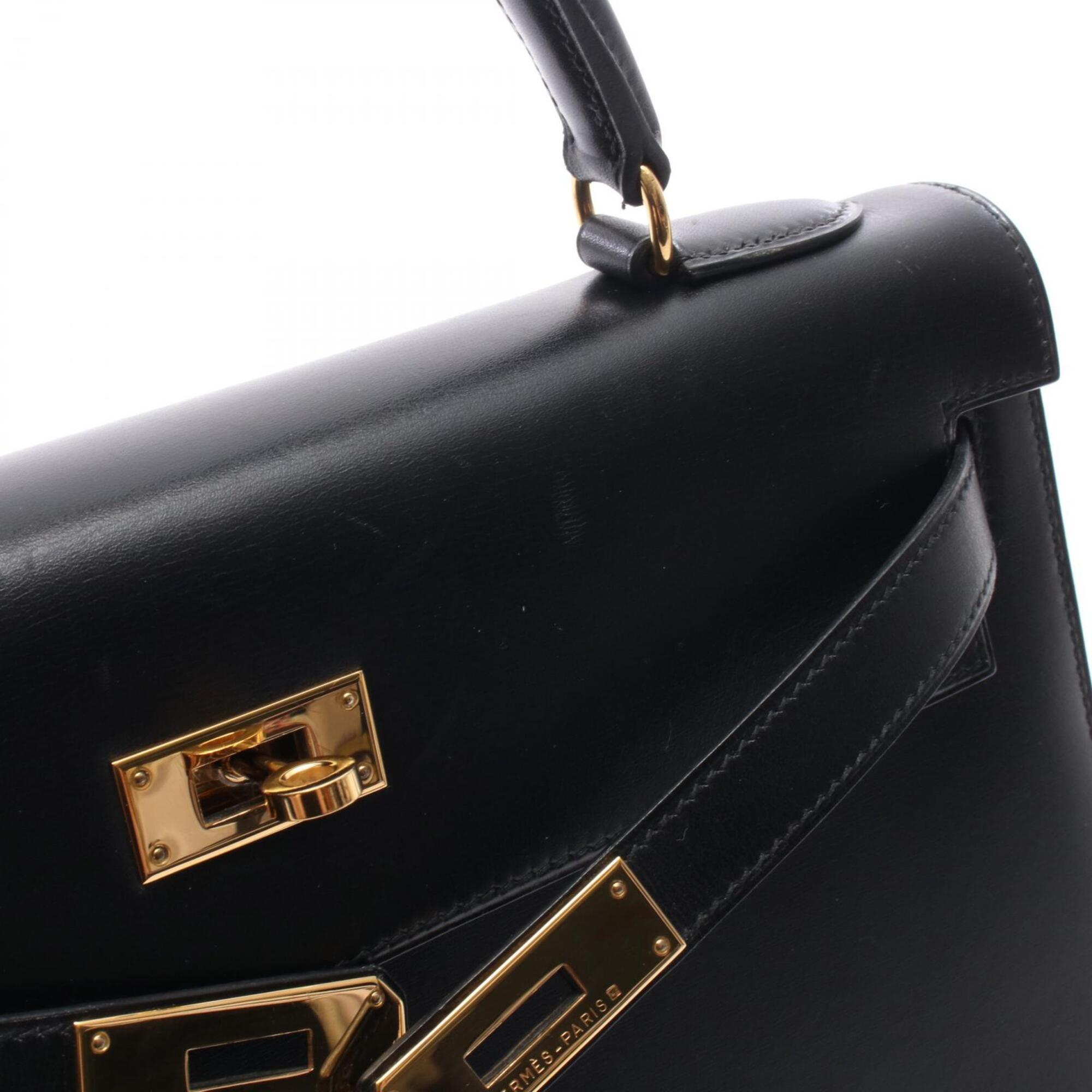 Hermes Black Box Calf Leather Handbag (Pre-Owned)