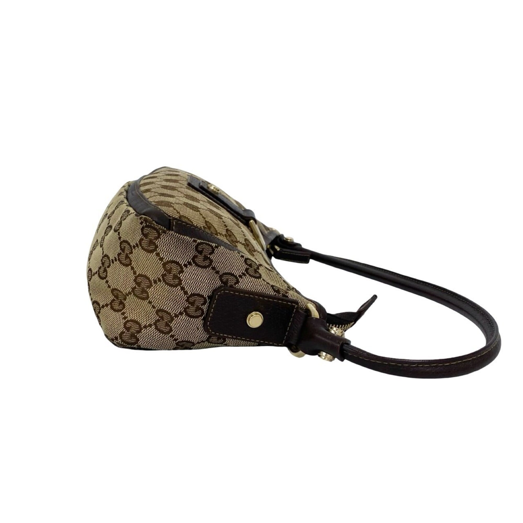 Gucci Brown Canvas Leather Handbag Shoulder Bag (Pre-Owned)