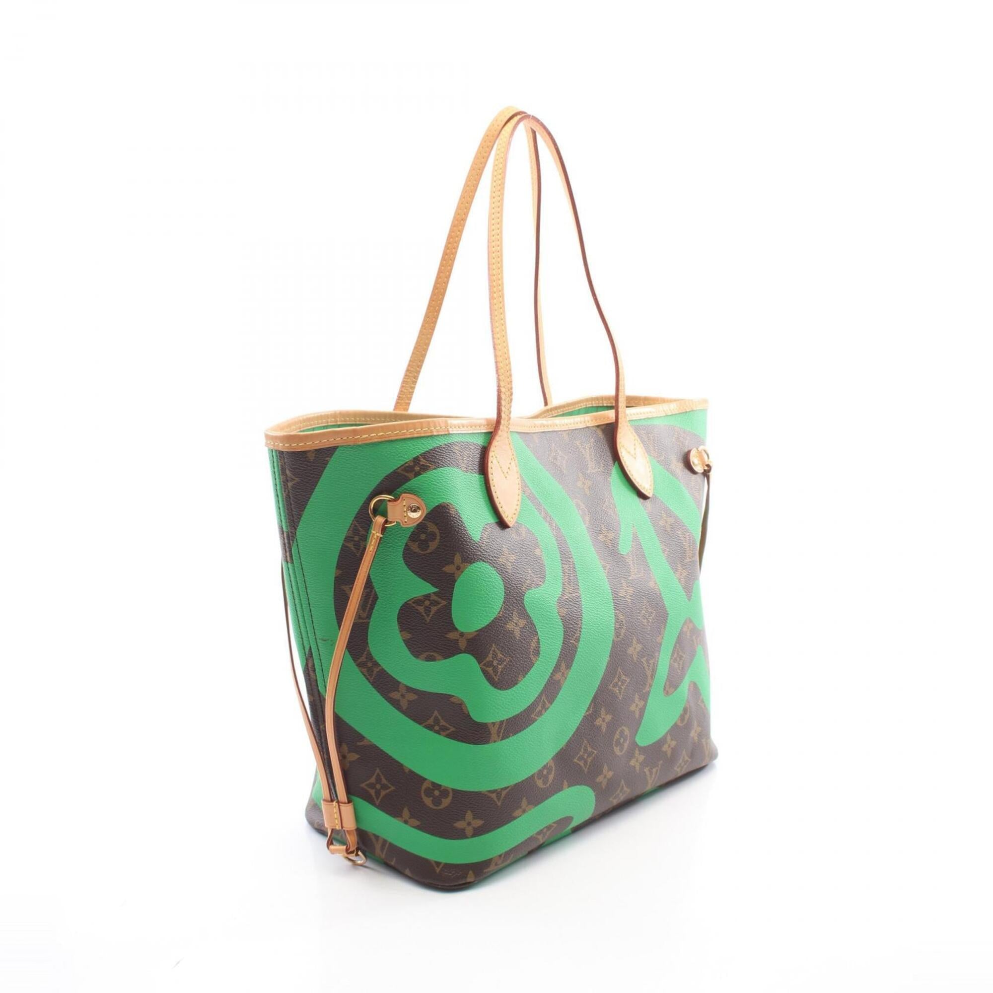 Louis Vuitton Brown Green Monogram Coated Canvas Leather Handbag Tote Bag (Pre-Owned)
