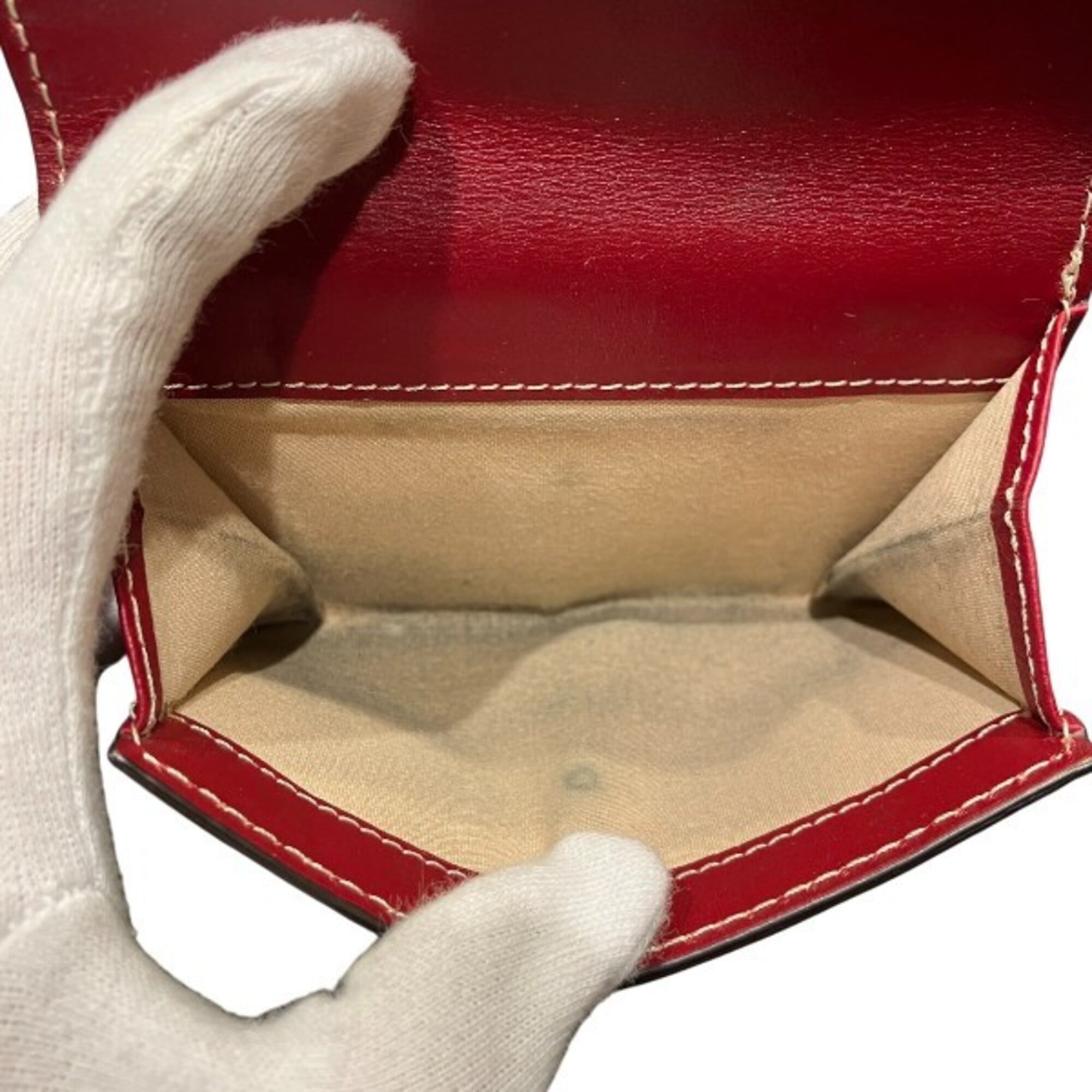 Chloé Red Color Leather Wallet (Tri-Fold) (Pre-Owned)
