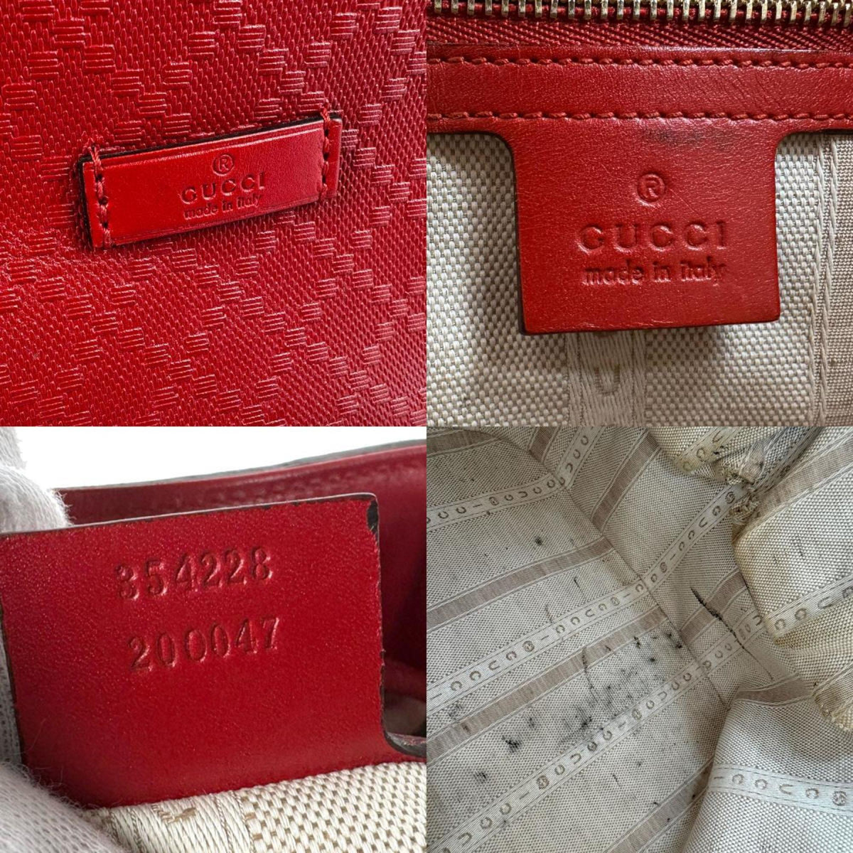 Gucci Red Color Leather Shoulder Bag (Pre-Owned)