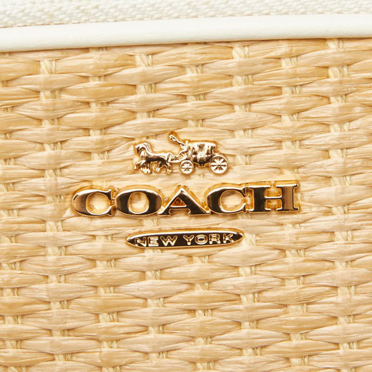 Coach Beige Off-White Raffia Leather Pochette Shoulder Bag (Pre-Owned)