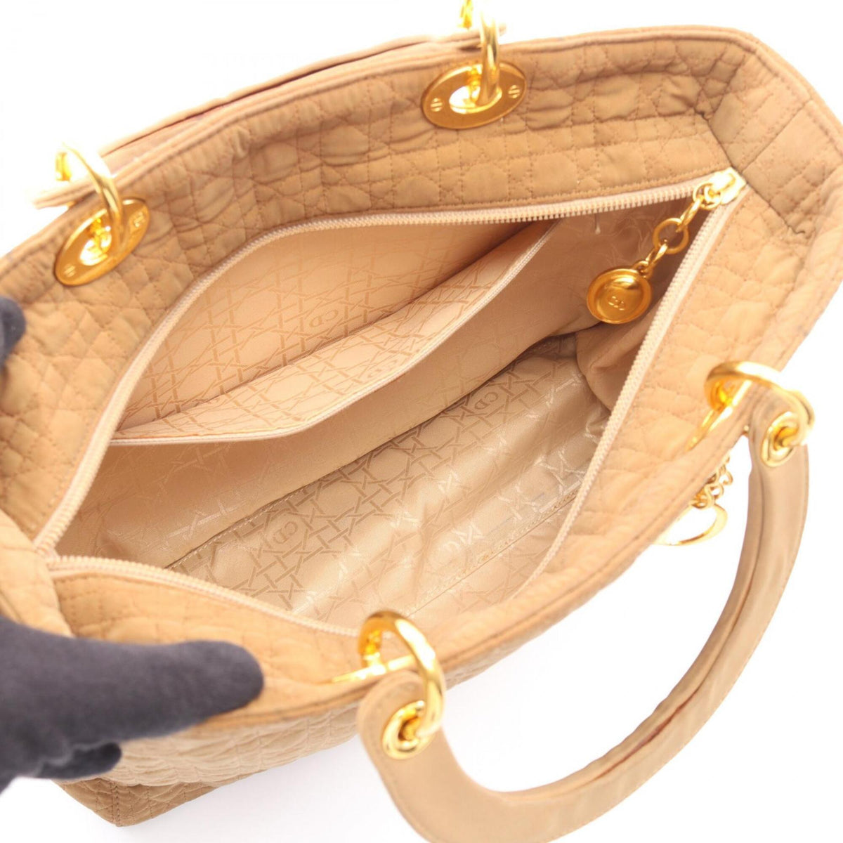 Christian Dior Beige Nylon Handbag Tote Bag (Pre-Owned)