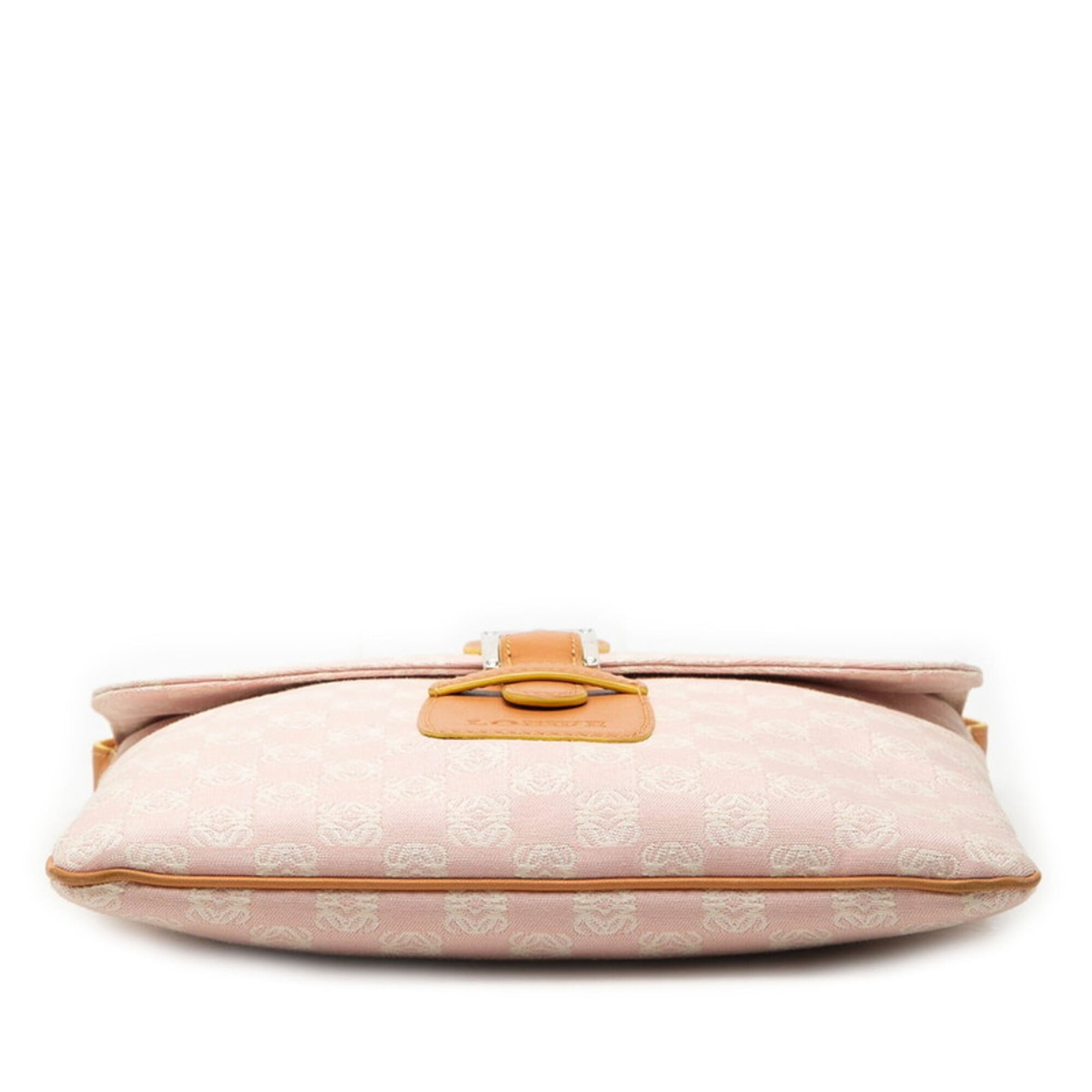 Loewe Brown Pink Canvas Leather Shoulder Bag (Pre-Owned)