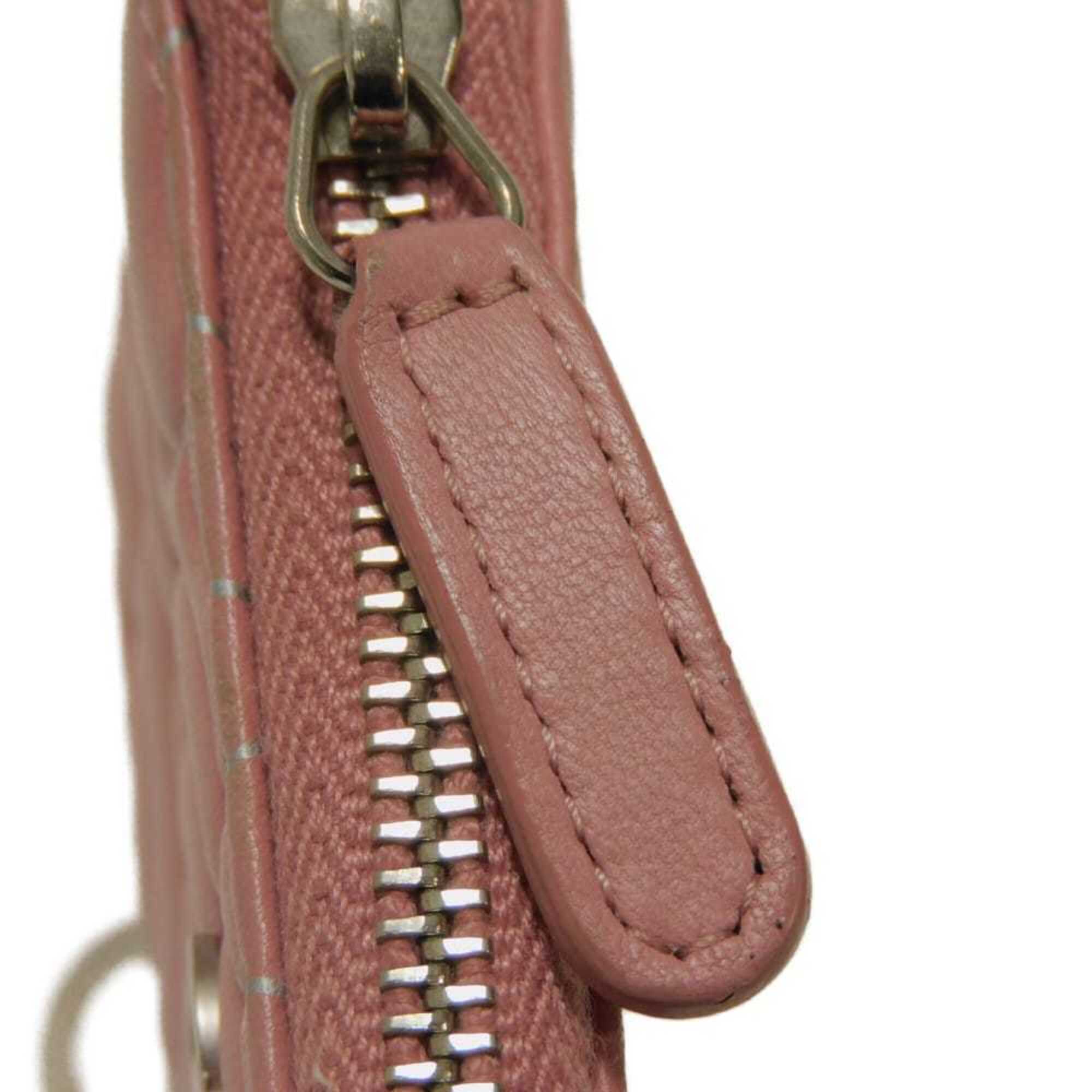 Chanel Camellia Pink Leather Coin Purse/Coin Case (Pre-Owned)