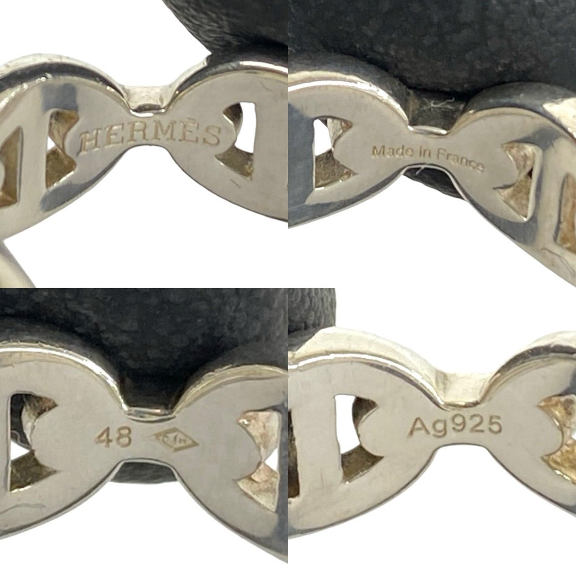 Hermes Silver Silver 925 Band Ring (Pre-Owned)