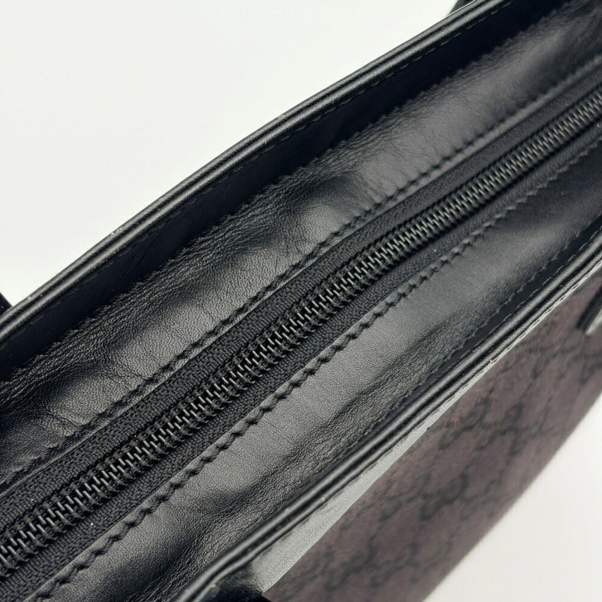 Gucci Gg Canvas Black Gg Canvas Leather Tote Bag (Pre-Owned)