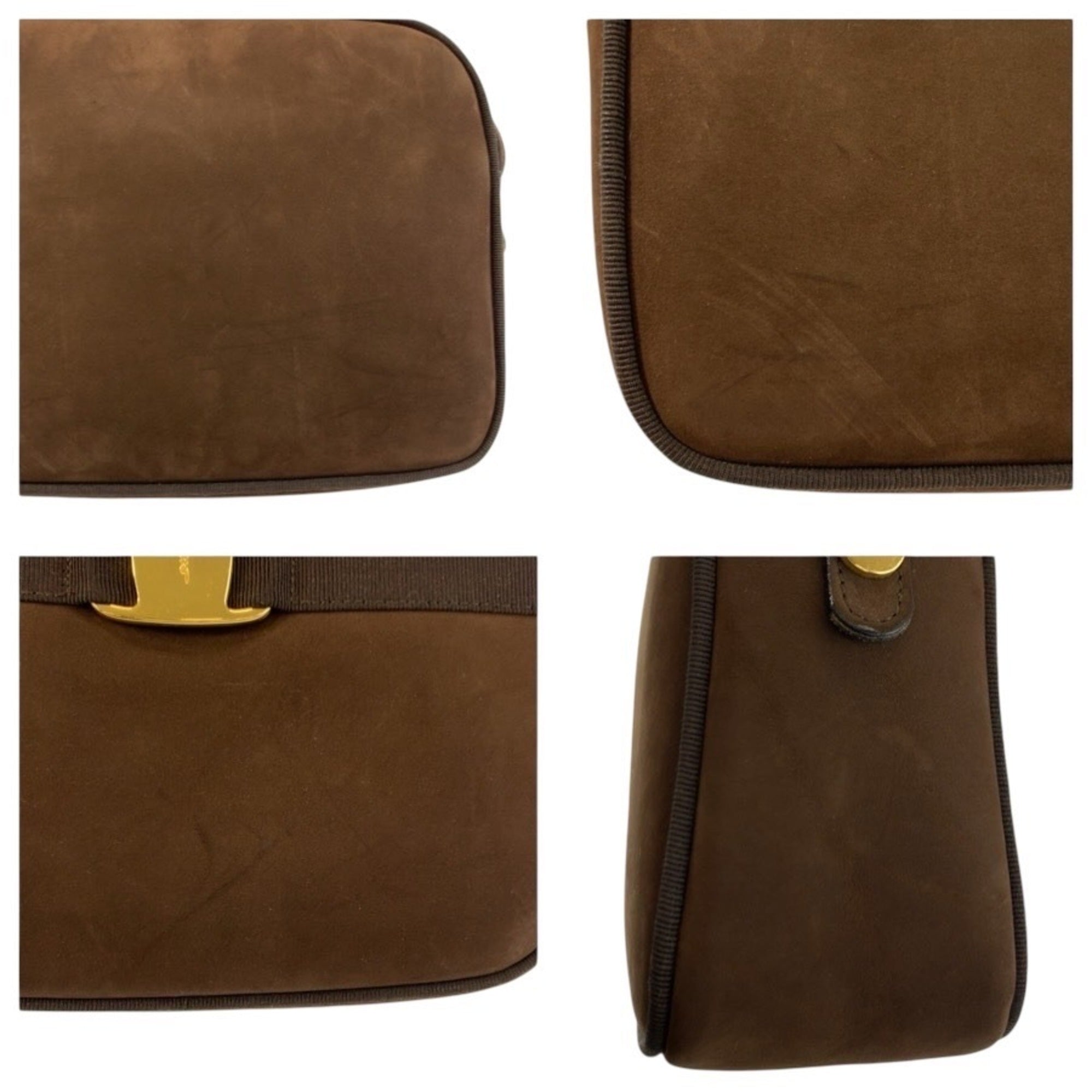 Salvatore Ferragamo Brown Suede Pochette Shoulder Bag (Pre-Owned)