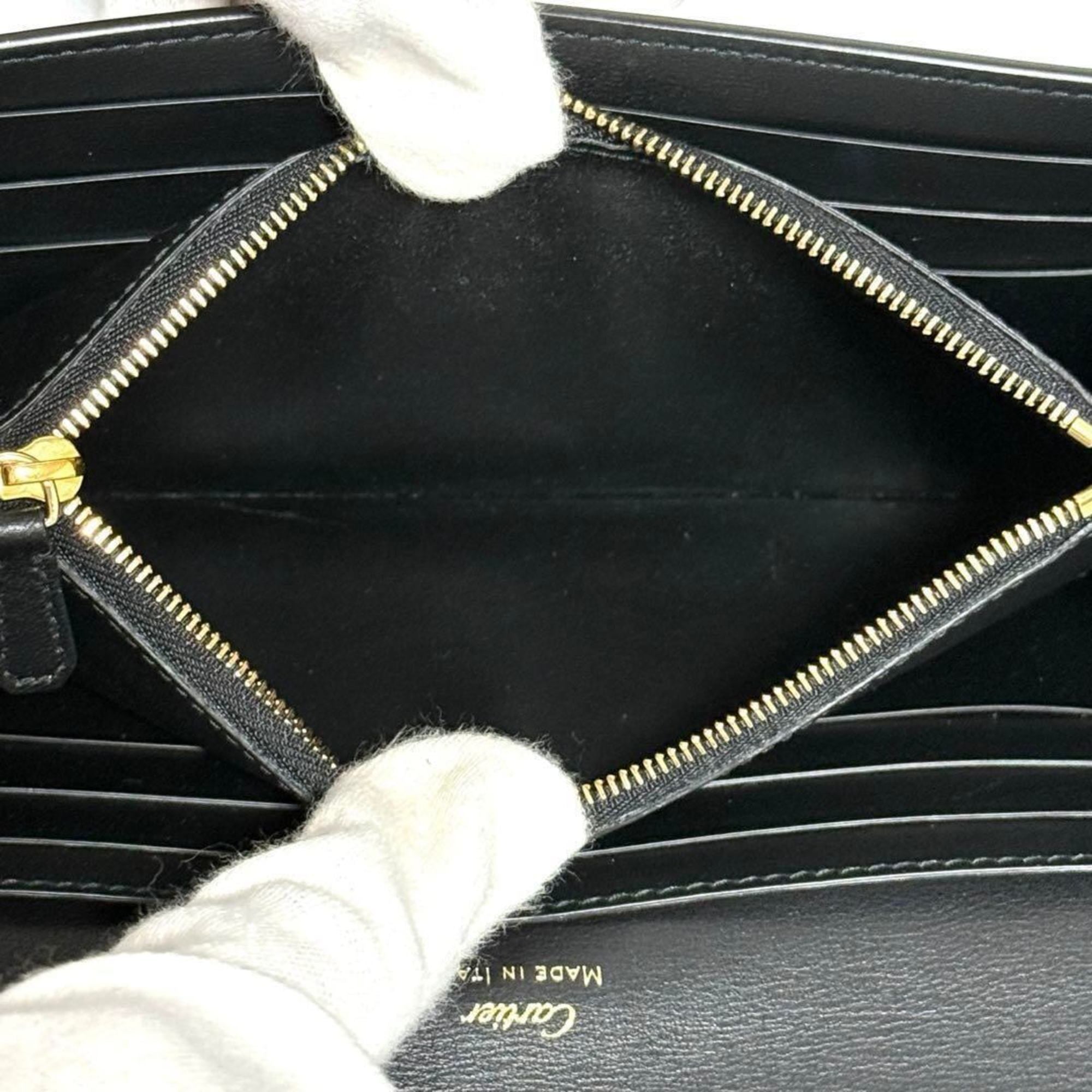Cartier Black Leather Long Wallet (Bi-Fold) (Pre-Owned)