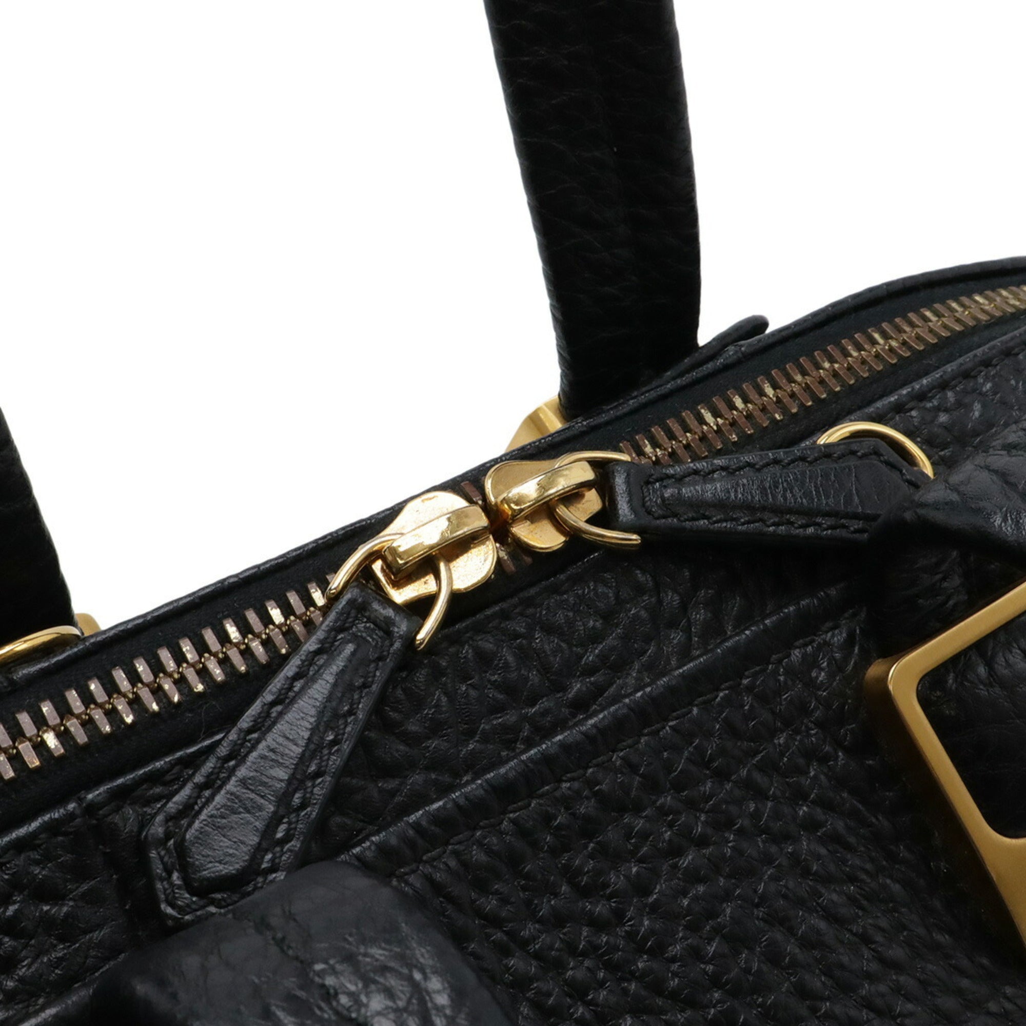 Fendi Black Leather Handbag Tote Bag (Pre-Owned)