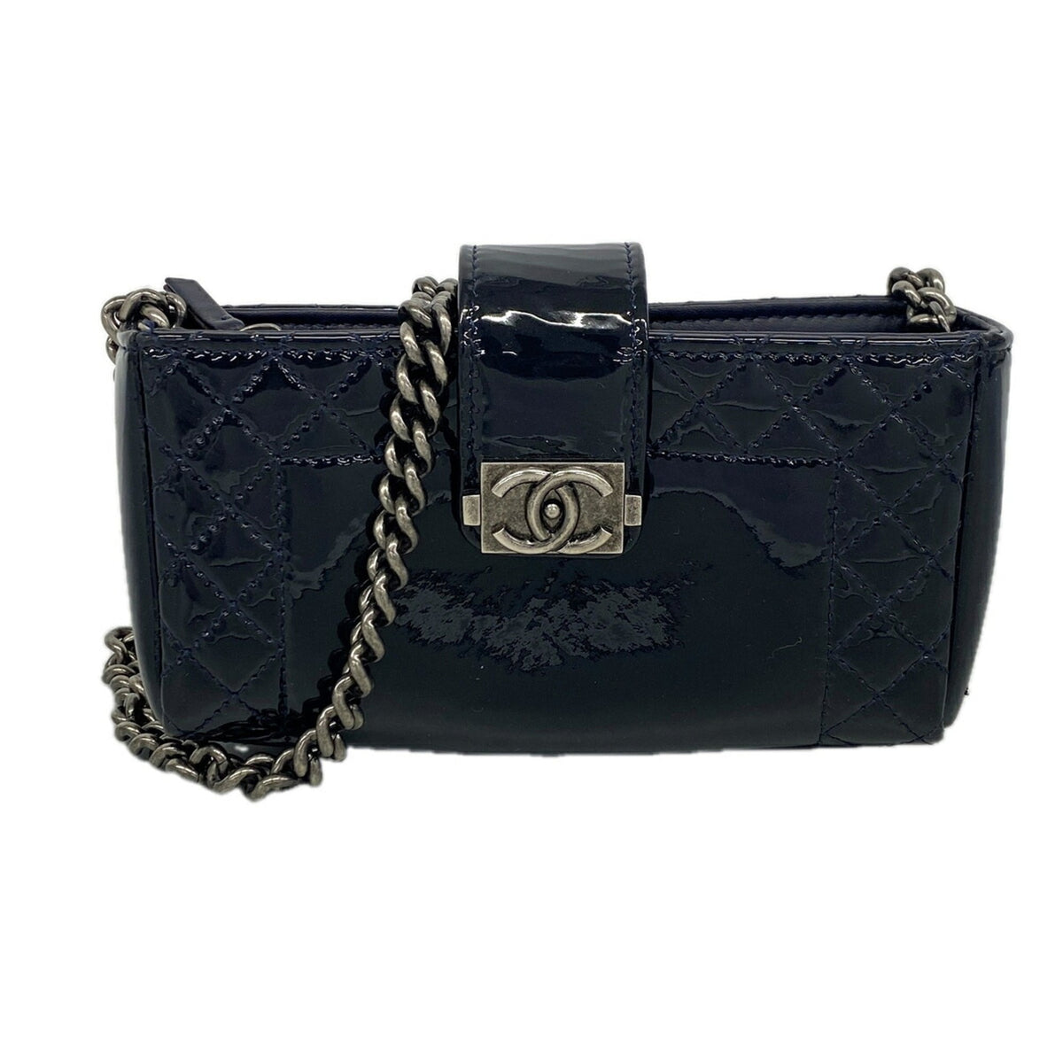 Chanel Navy Patent Leather Shoulder Bag (Pre-Owned)