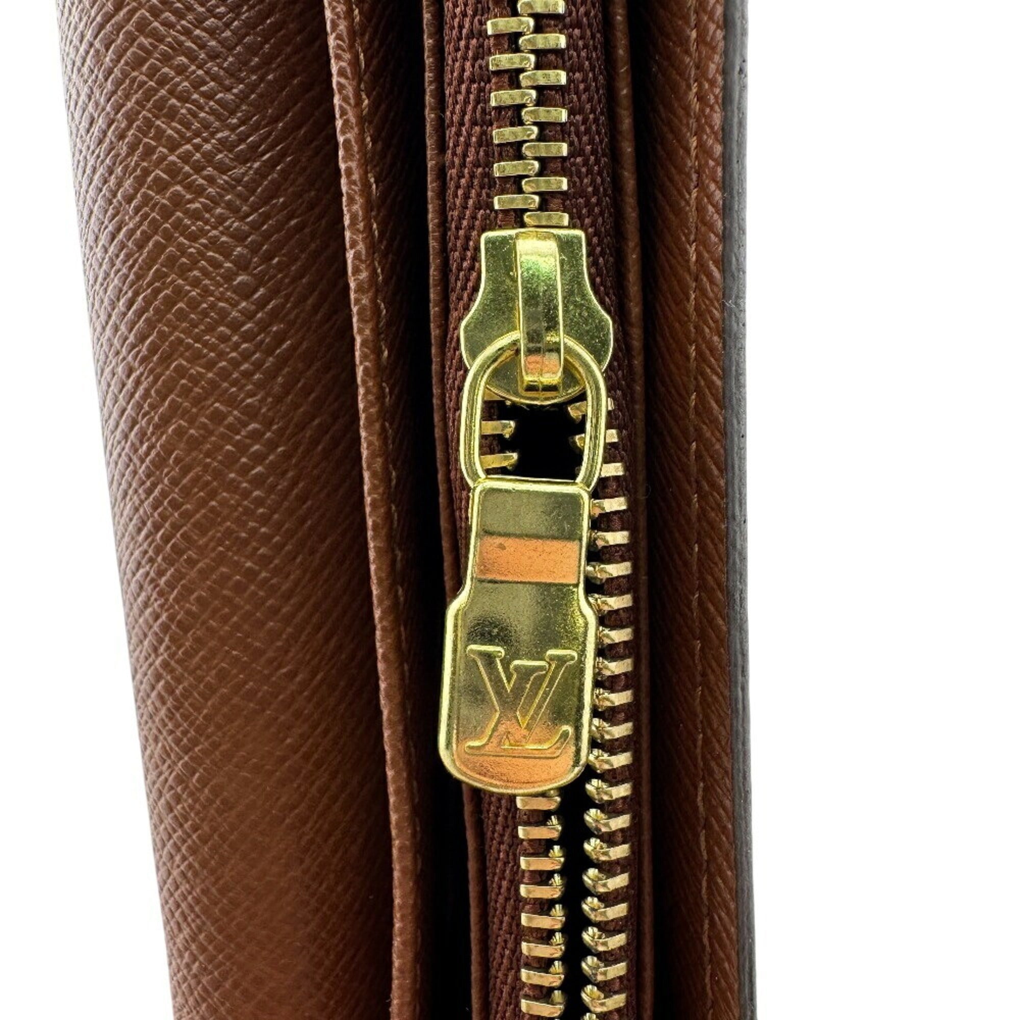 Louis Vuitton Monogram Brown Leather Long Wallet (Bi-Fold) (Pre-Owned)