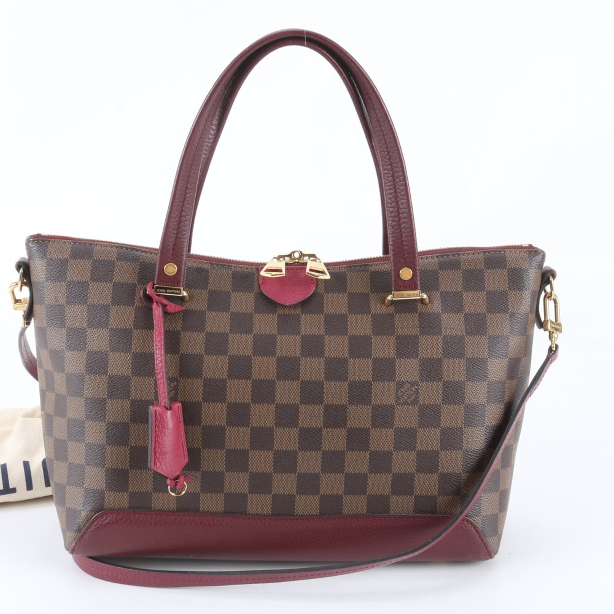 Louis Vuitton Brown Fuchsia Leather Coated Canvas Handbag Shoulder Bag Tote Bag (Pre-Owned)