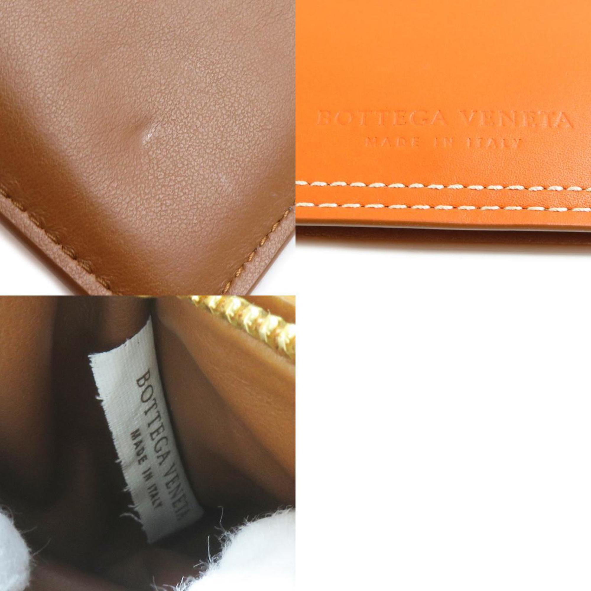 Bottega Veneta Orange Leather Long Wallet (Bi-Fold) (Pre-Owned)