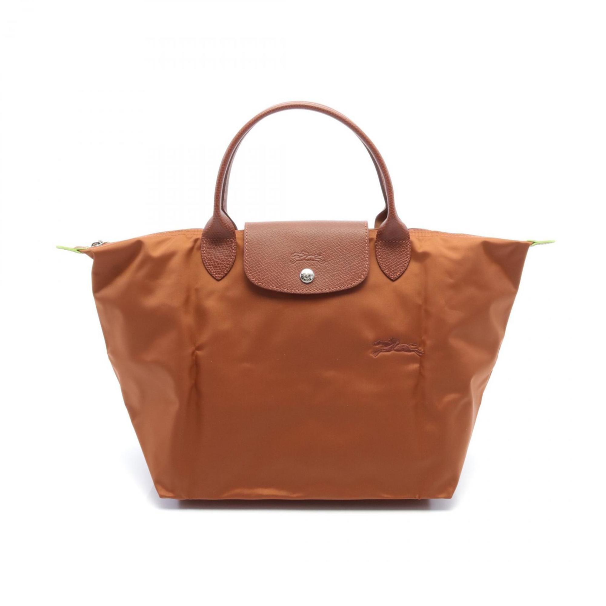 Longchamp Brown Nylon Leather Handbag (Pre-Owned)