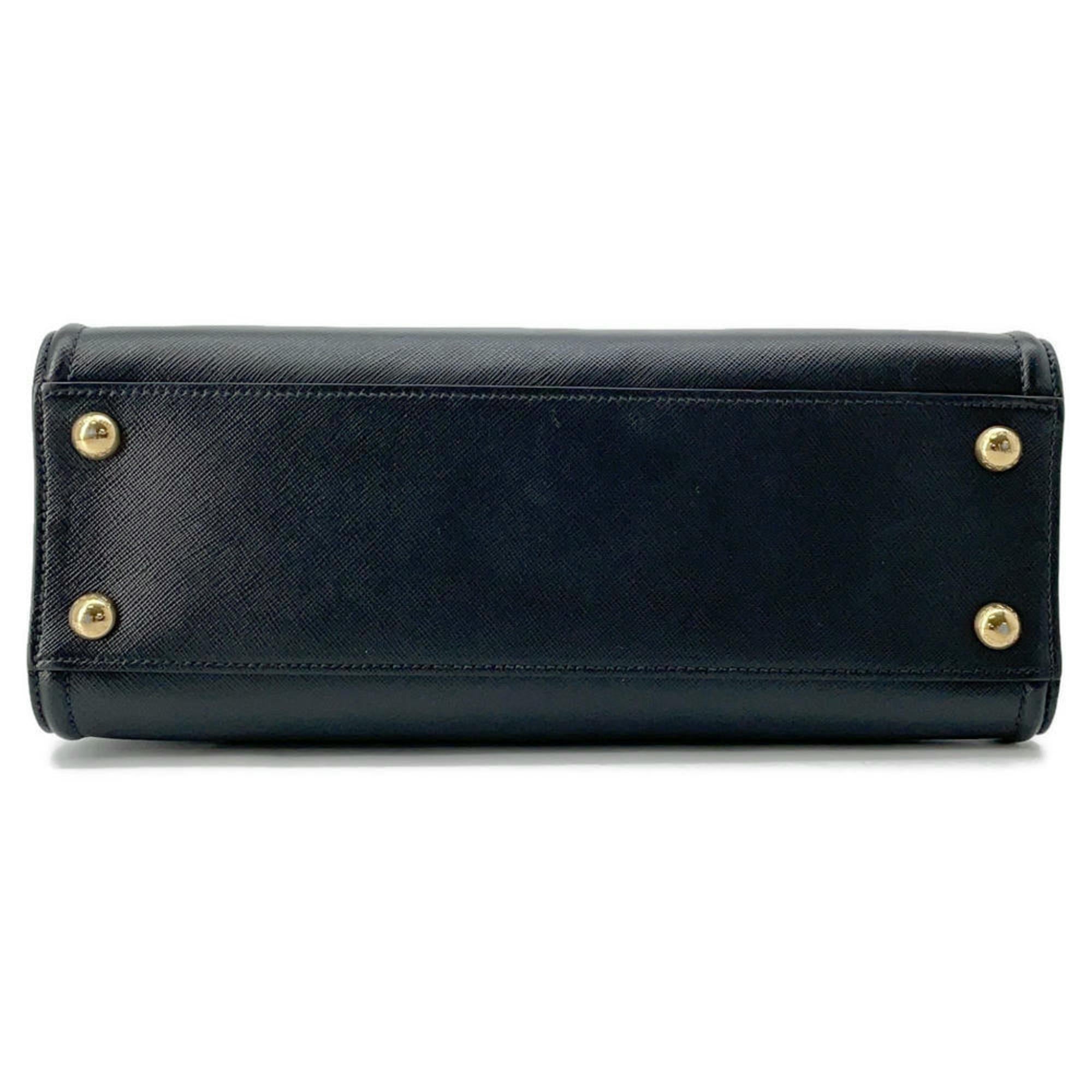 Prada Black Leather Shoulder Bag Tote Bag (Pre-Owned)