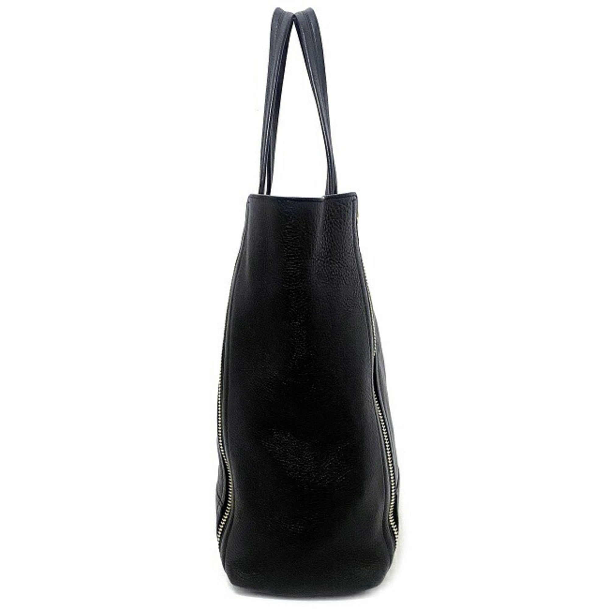 Salvatore Ferragamo Gancini Black Gold Leather Tote Bag (Pre-Owned)