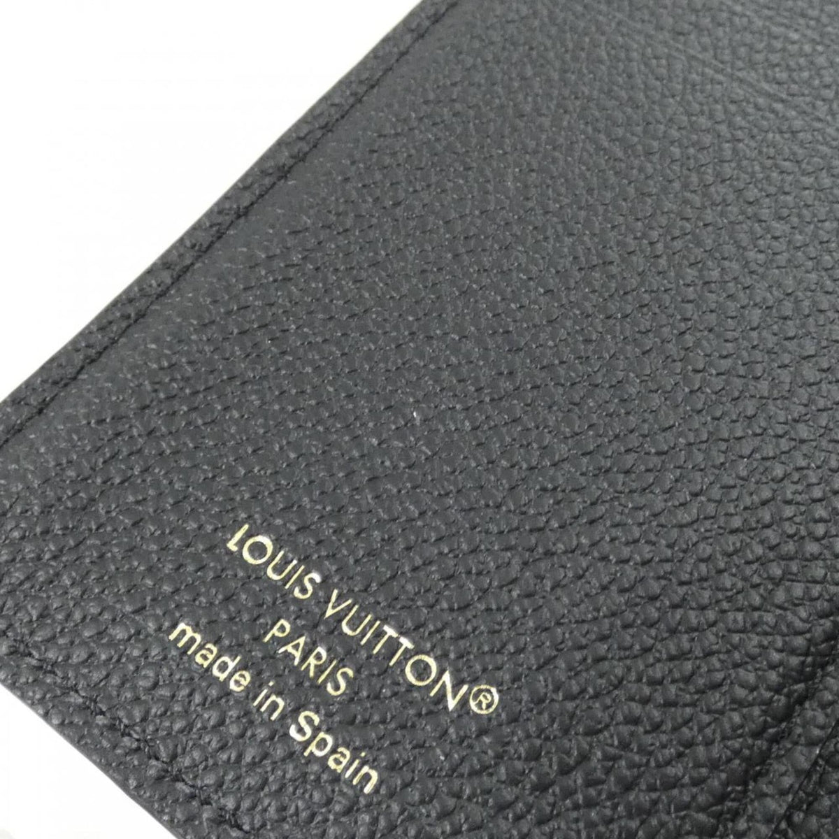 Louis Vuitton Black Leather Wallet (Tri-Fold) (Pre-Owned)