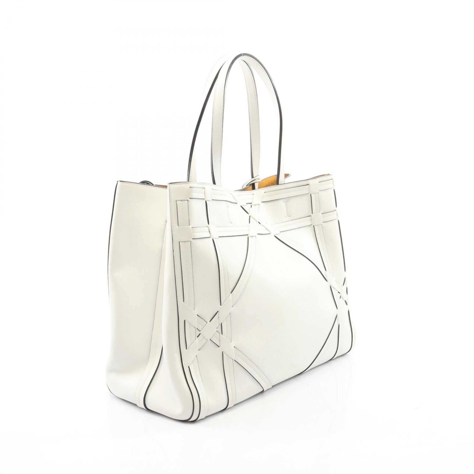 Christian Dior White Leather Handbag Tote Bag (Pre-Owned)