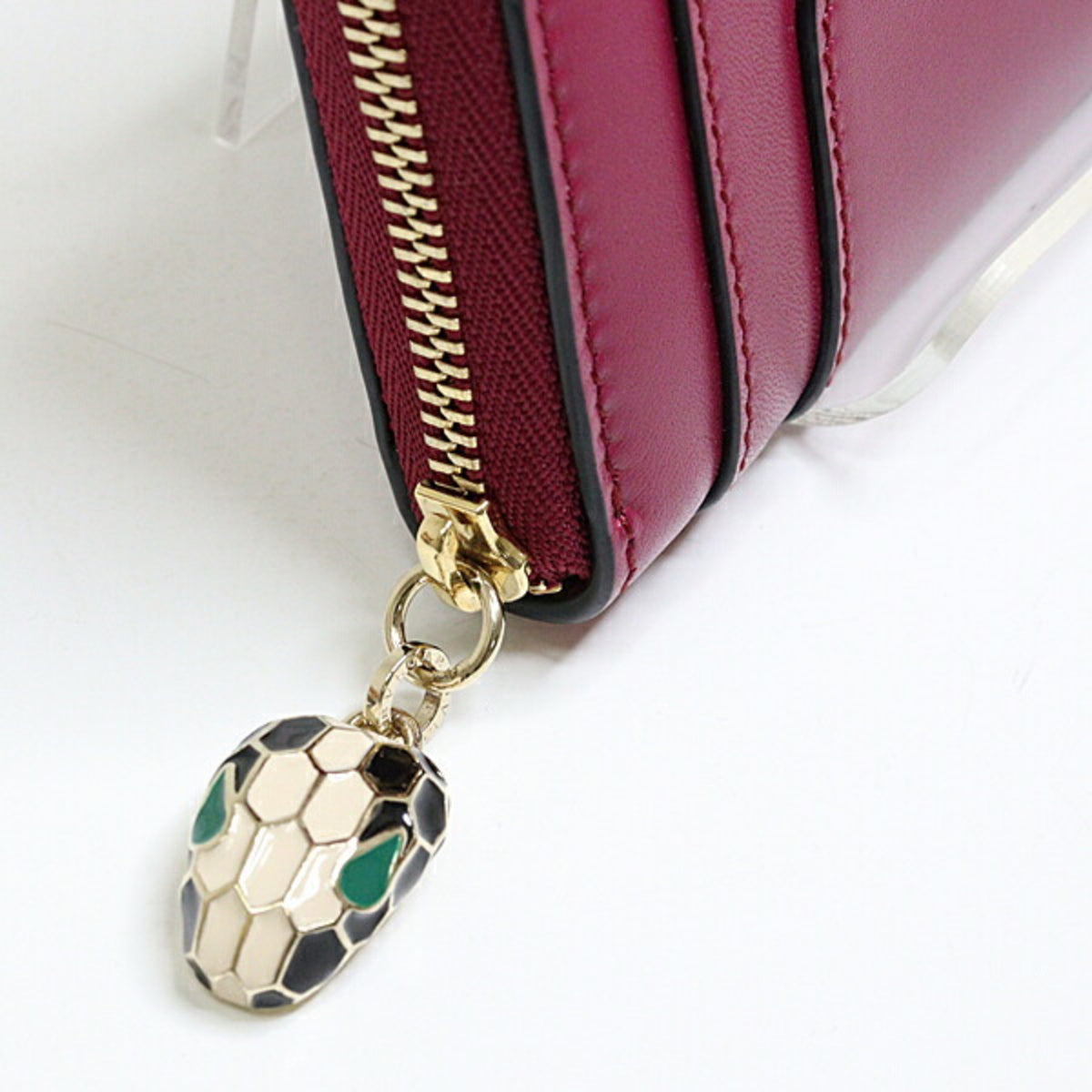 Bvlgari Red Color Wine Leather Coin Purse/Coin Case (Pre-Owned)