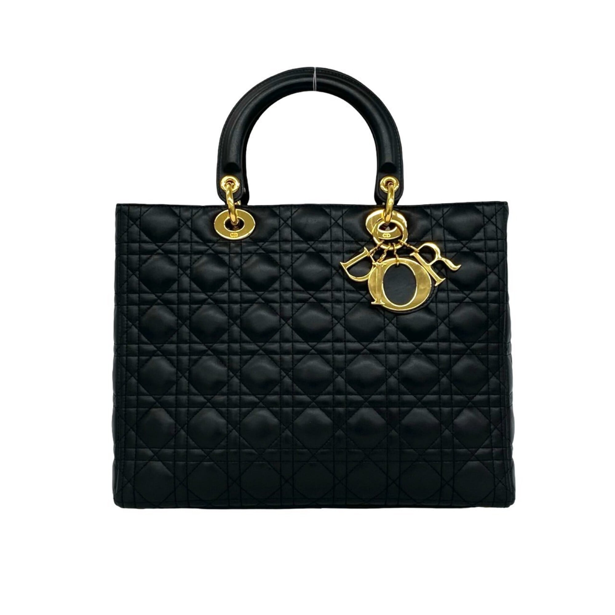 Christian Dior Black Leather Handbag Tote Bag (Pre-Owned)
