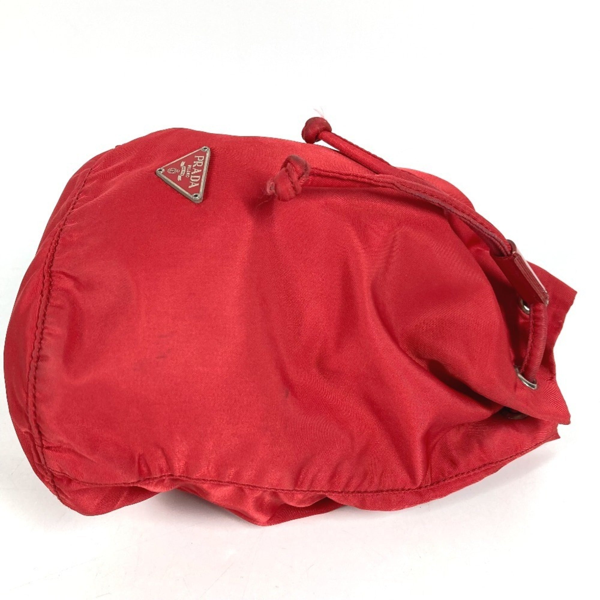 Prada Red Color Nylon Handbag Pouch (Pre-Owned)