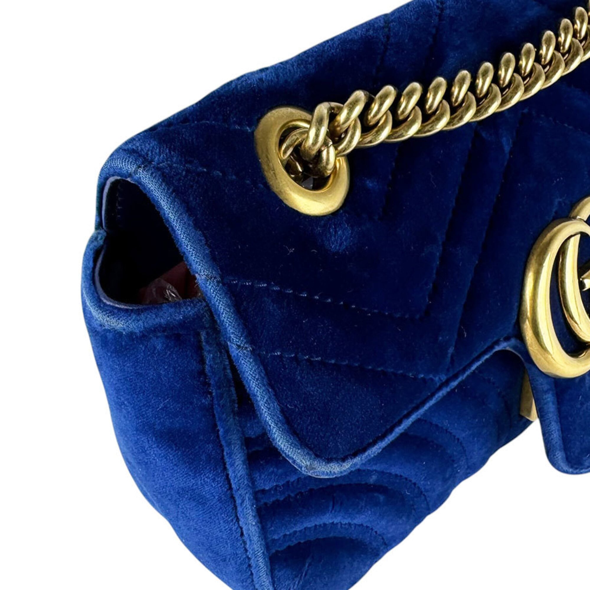 Gucci Blue Velvet Shoulder Bag (Pre-Owned)
