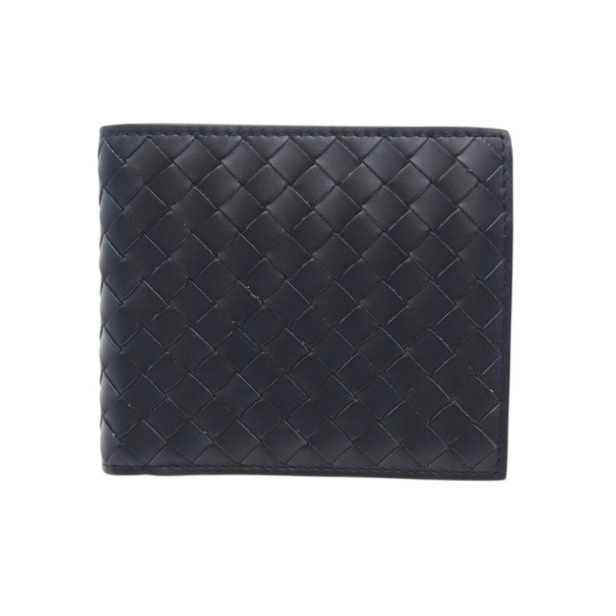 Bottega Veneta Navy Intrecciato Leather Wallet (Bi-Fold) (Pre-Owned)