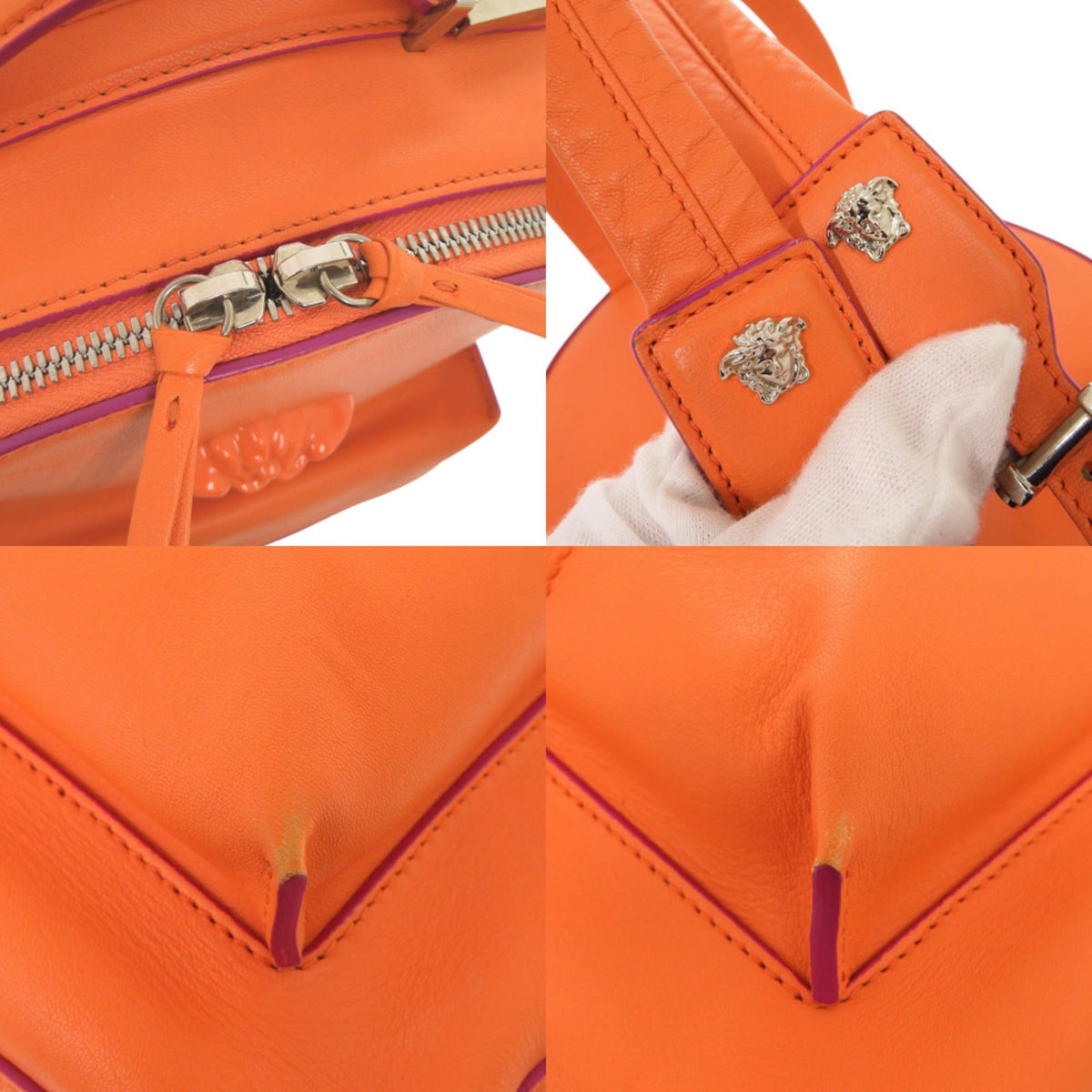 Versace Orange Leather Backpack (Pre-Owned)