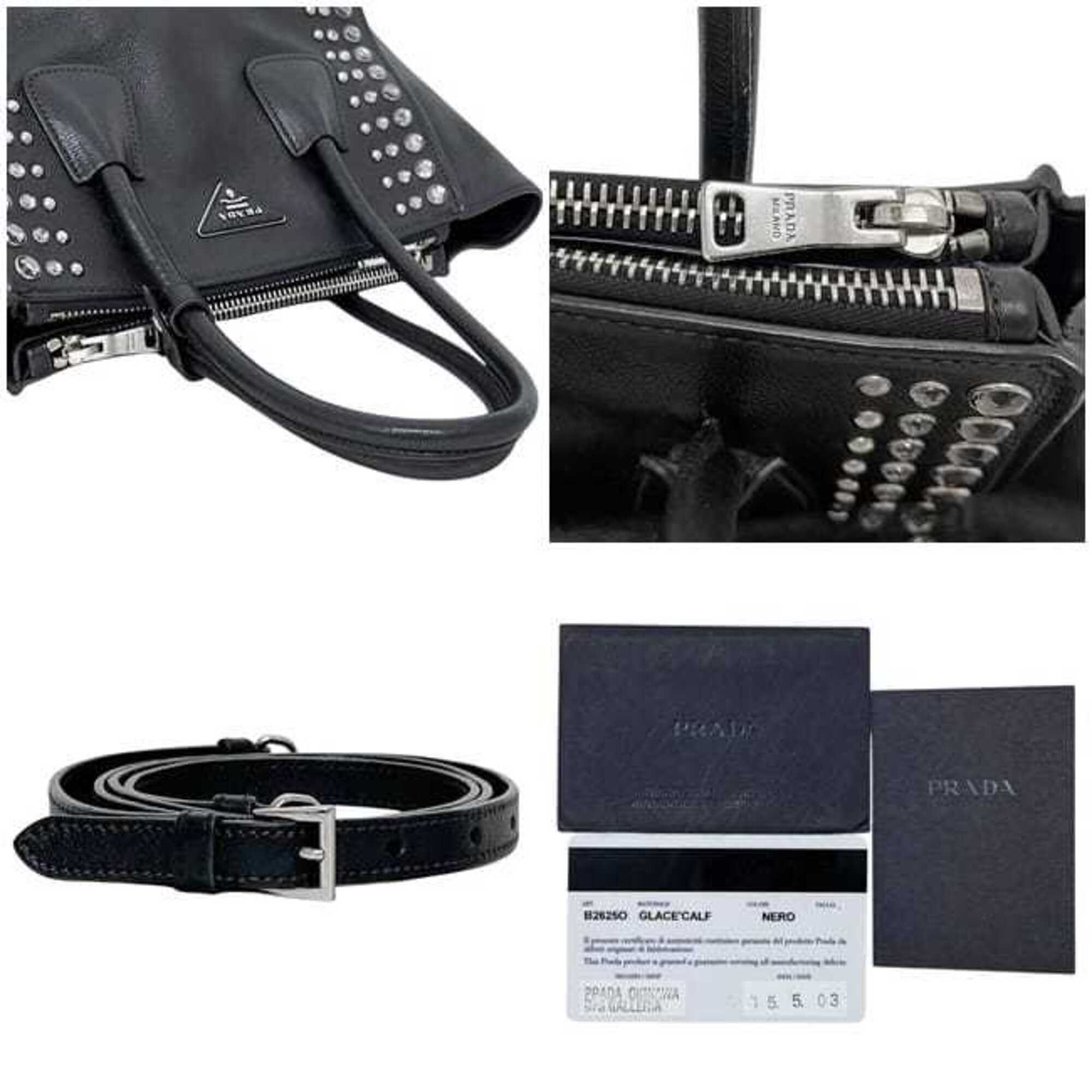 Prada Black Nero Leather Handbag Shoulder Bag (Pre-Owned)