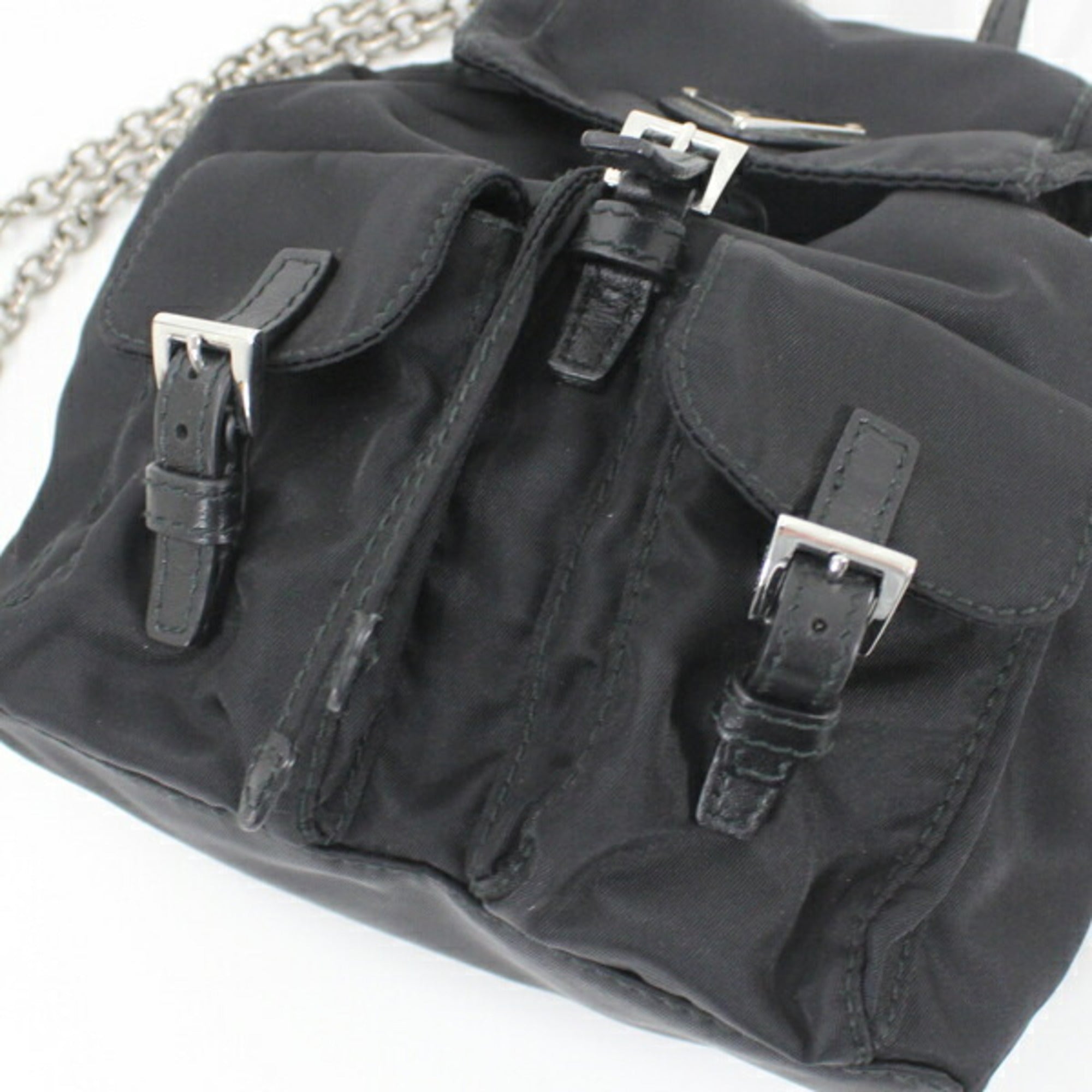 Prada Black Nero Nylon Leather Shoulder Bag (Pre-Owned)