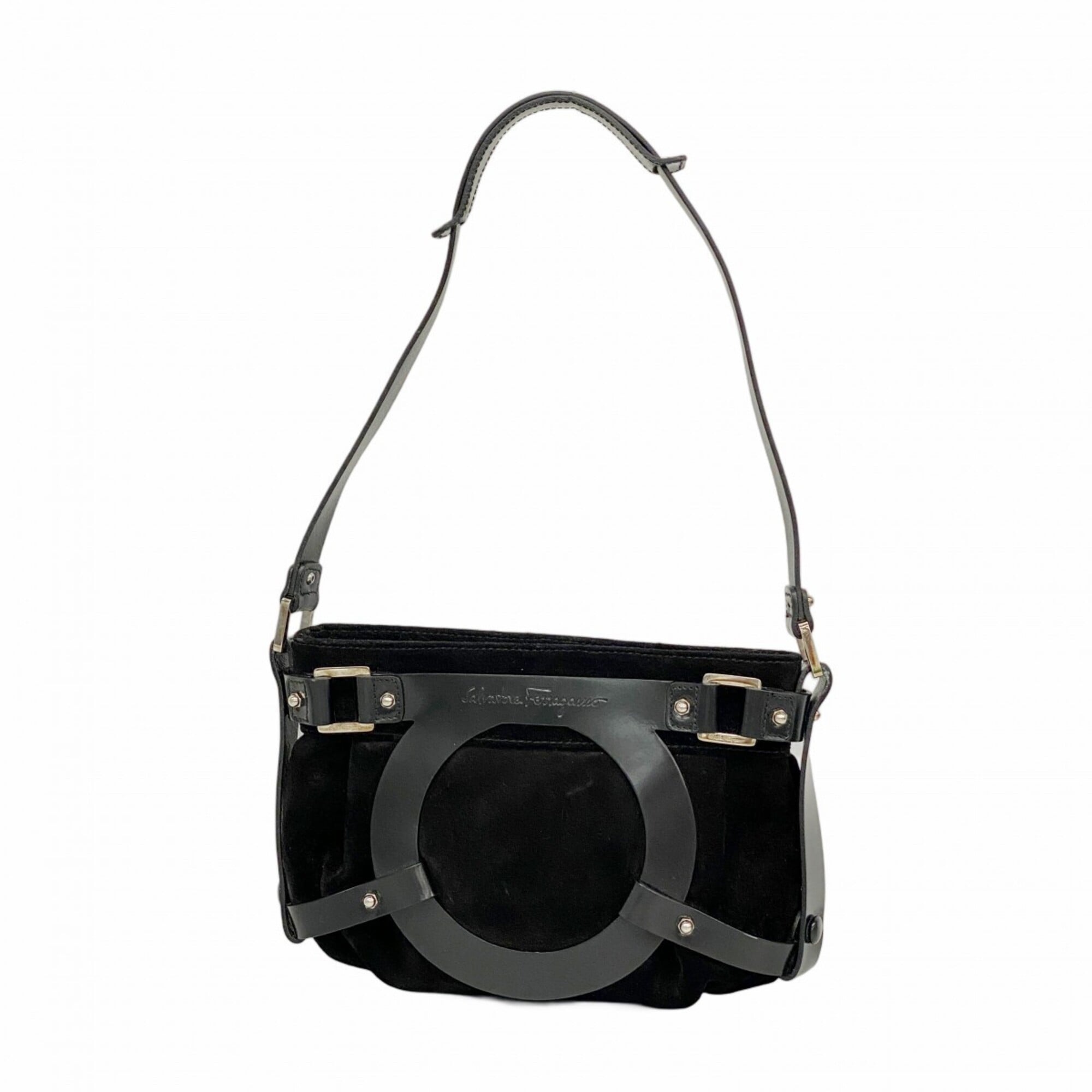 Salvatore Ferragamo Black Suede Shoulder Bag (Pre-Owned)