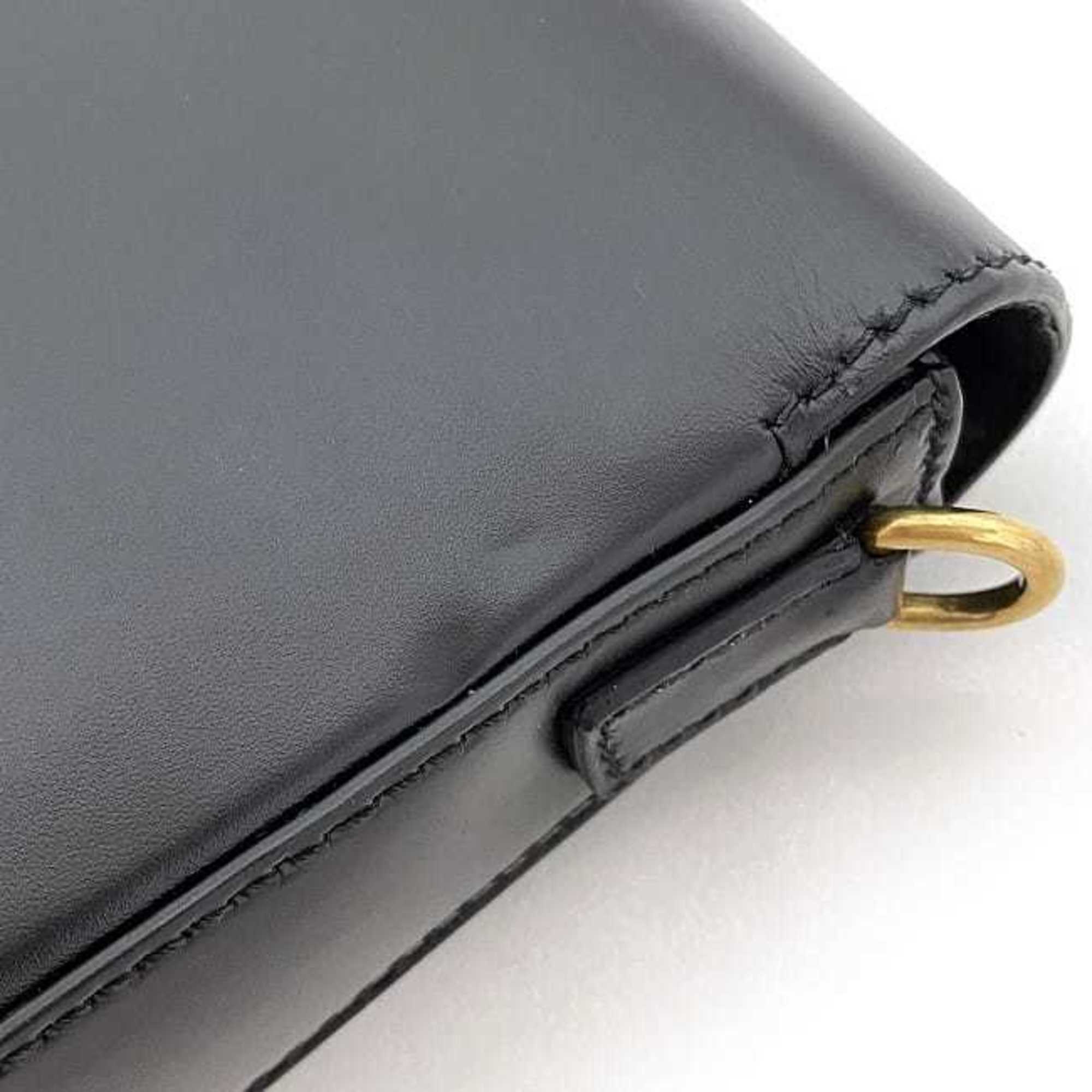 Christian Dior Black Leather Clutch Bag Handbag (Pre-Owned)