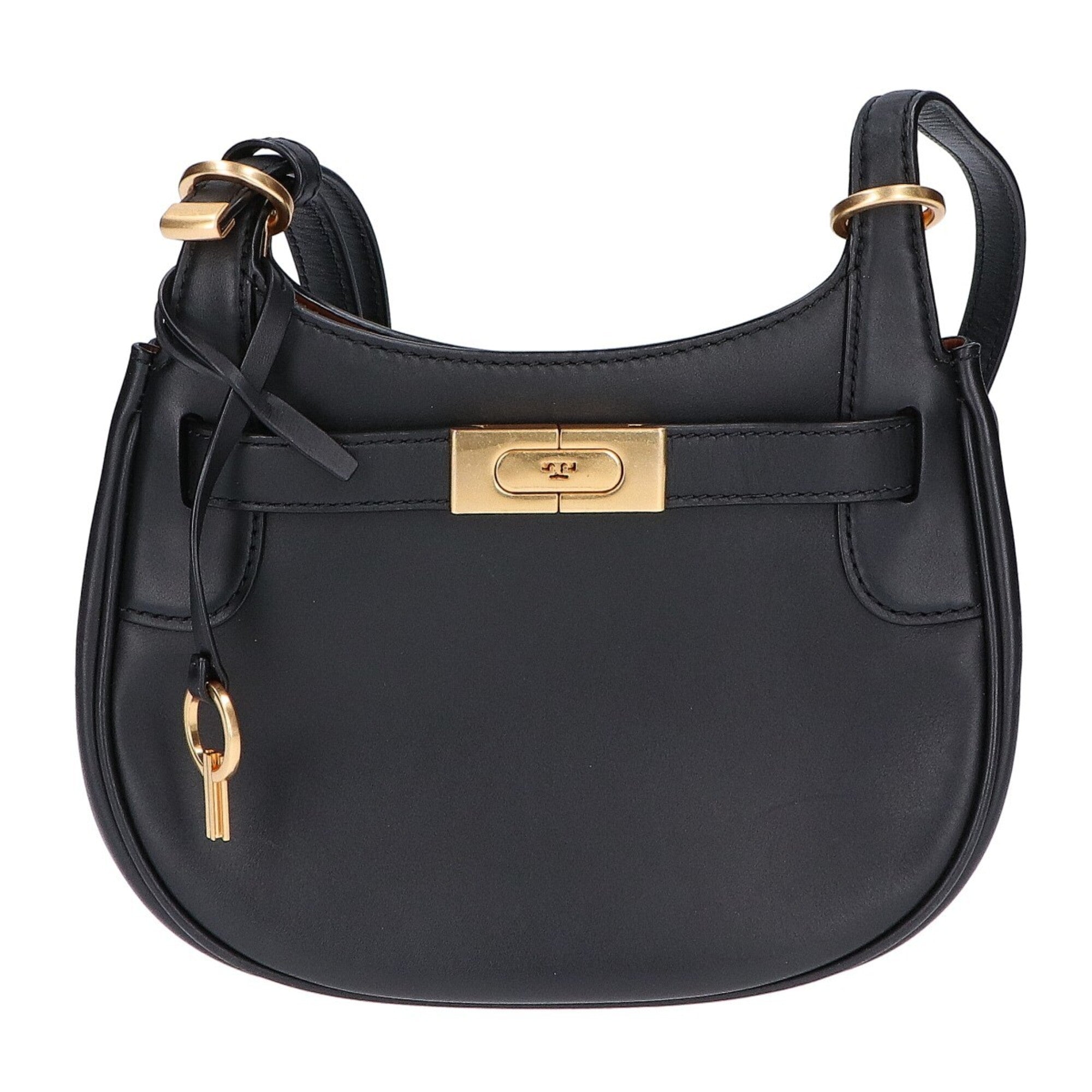 Tory Burch Black Leather Saddle Bag Shoulder Bag (Pre-Owned)
