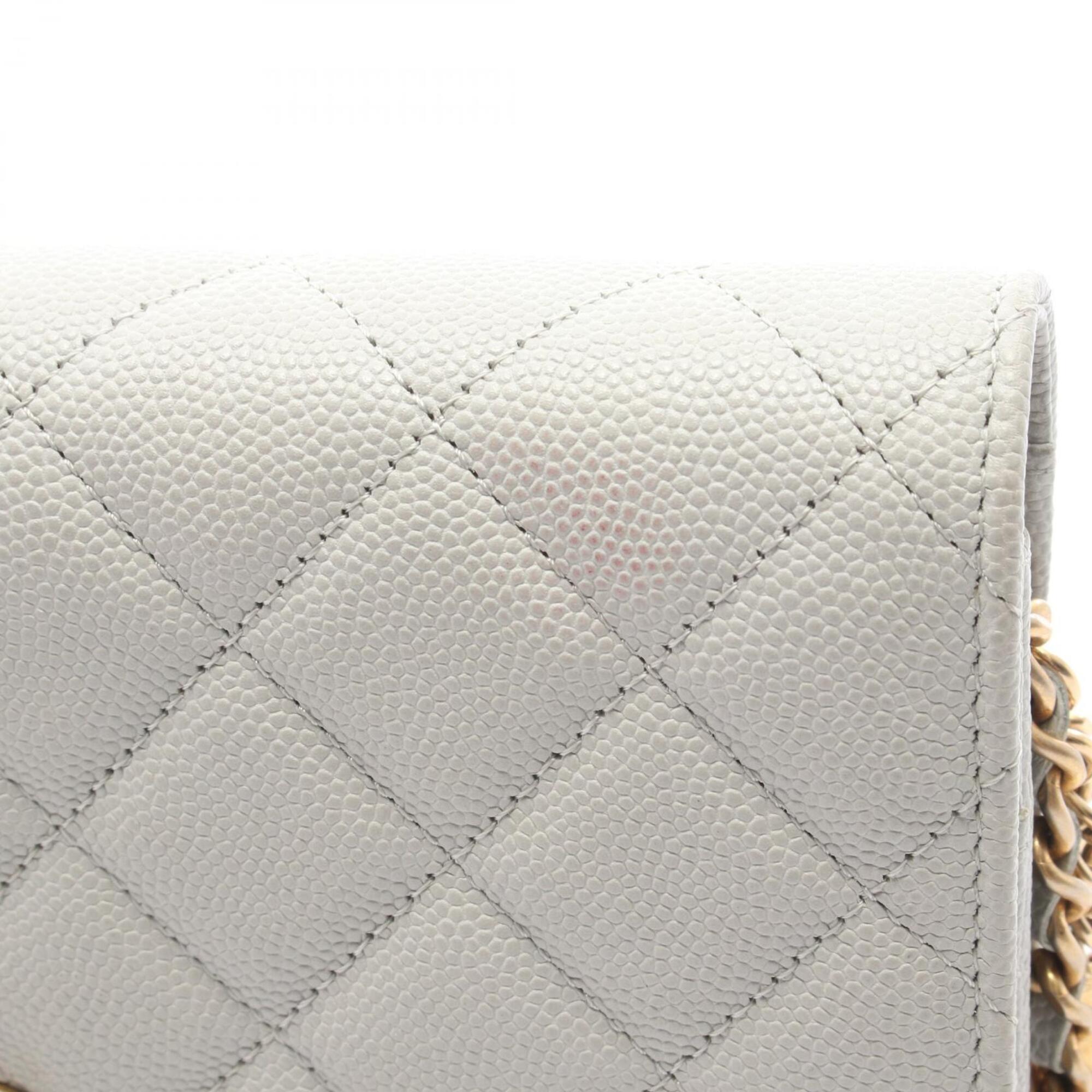 Chanel Gray Grained Calfskin Handbag Shoulder Bag (Pre-Owned)